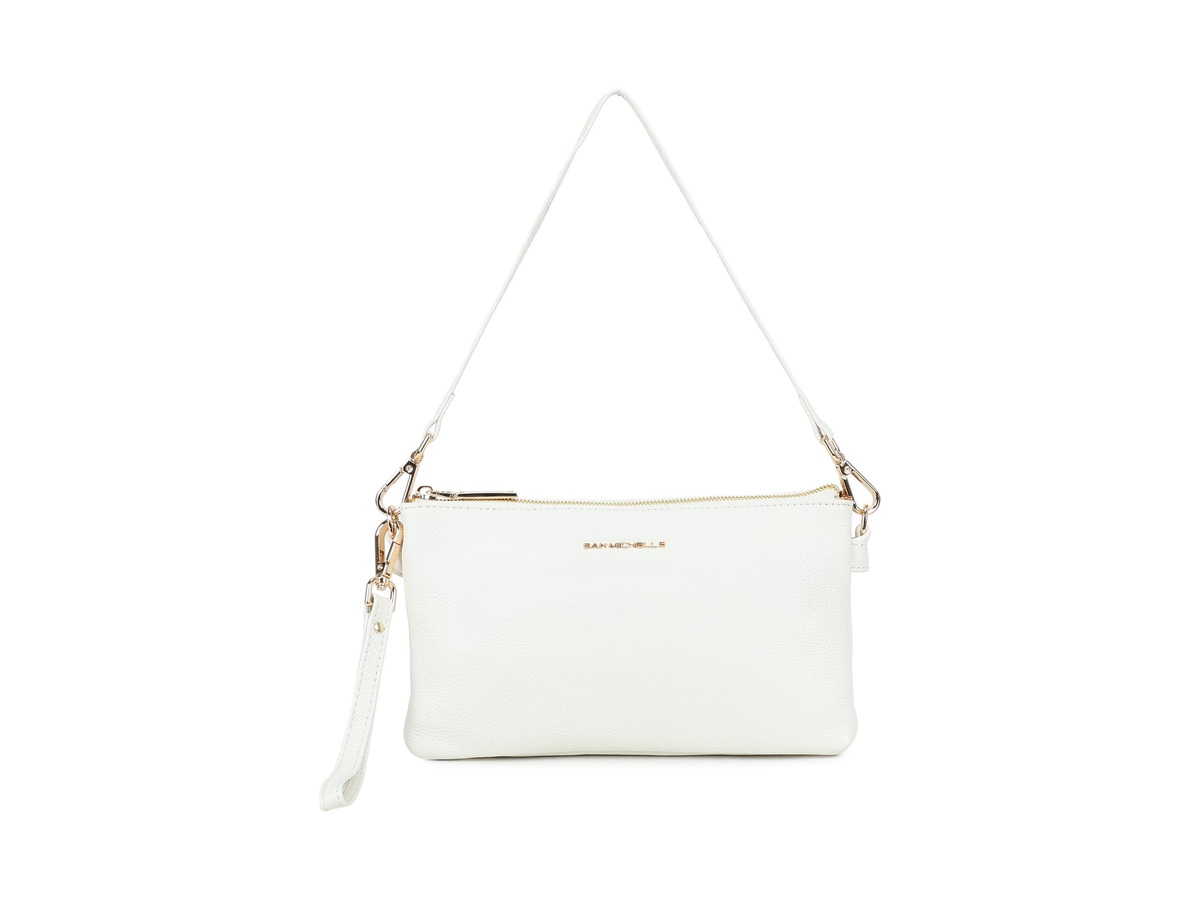 San Michelle Brook leather crossbody bag in cream, a pale leather bag that benefits from regular gentle cleaning