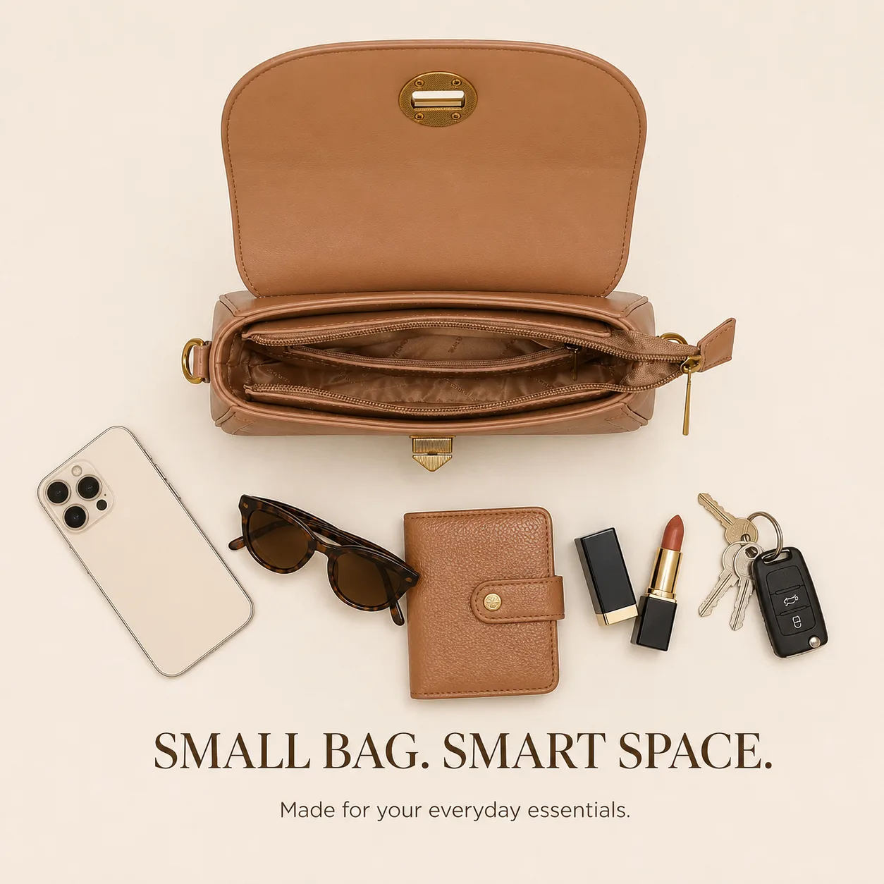 Marion Baguette Bag - Camel view 4