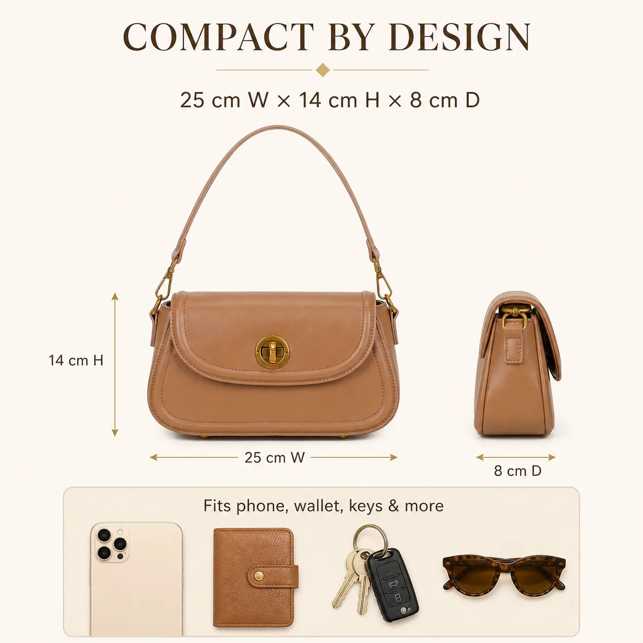 Marion Baguette Bag - Camel view 5