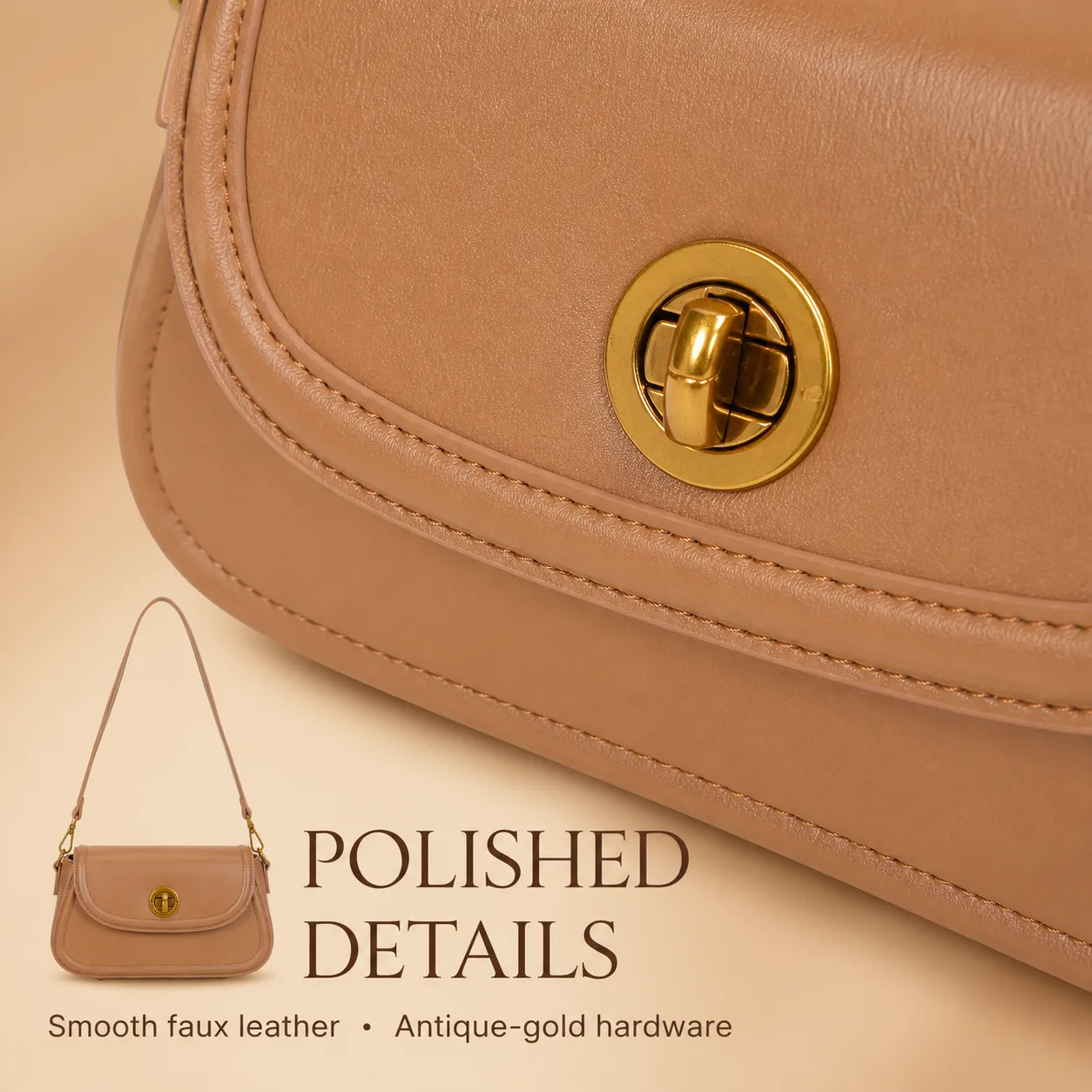 Marion Baguette Bag - Camel view 6