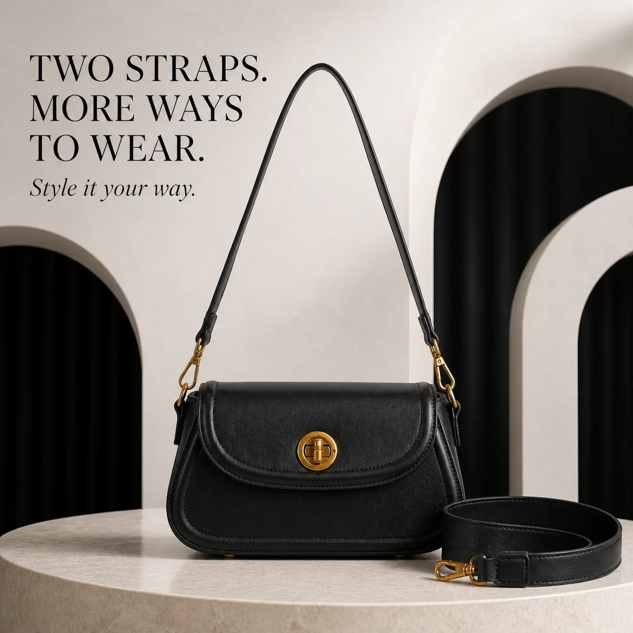 Marion Baguette Bag - Black view 4