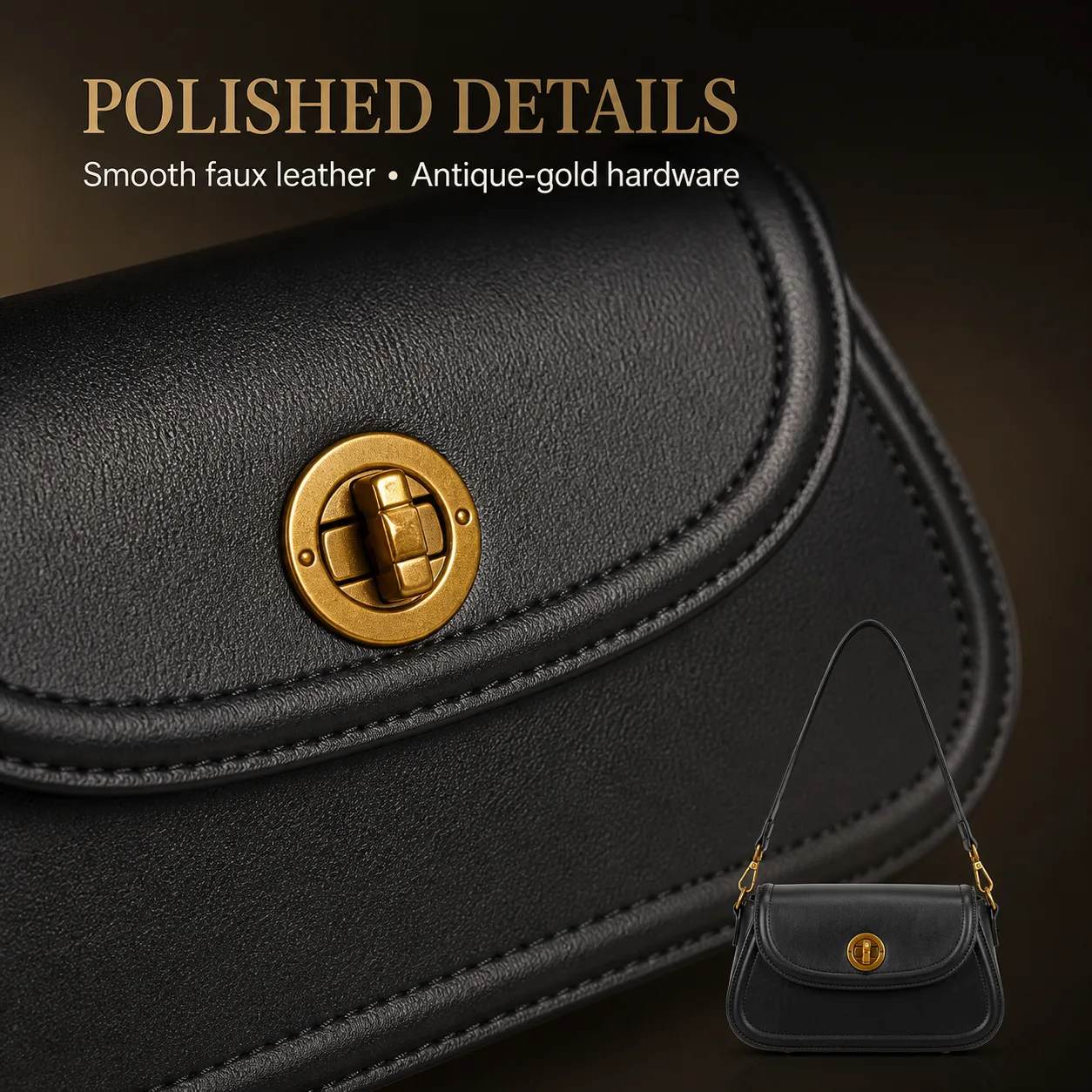 Marion Baguette Bag - Black view 7