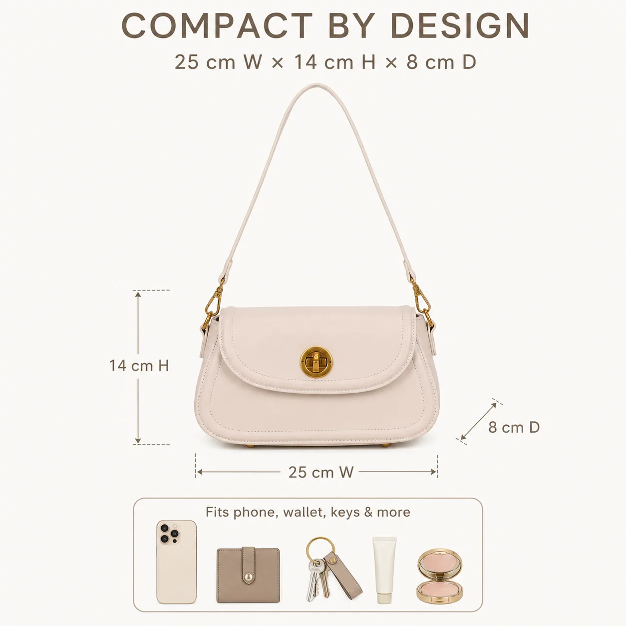 Marion Baguette Bag - Beige view 4