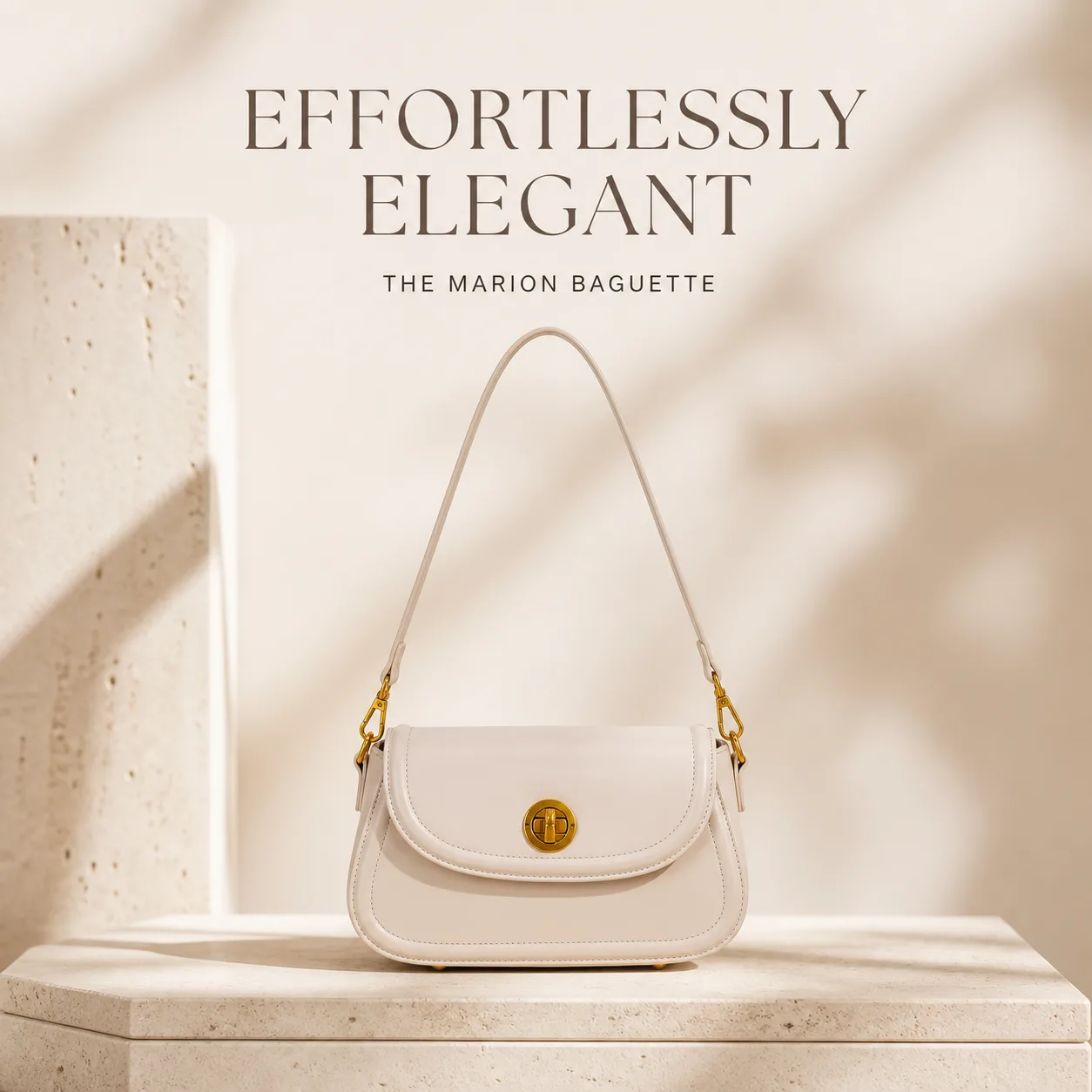 Marion Baguette Bag - Beige view 5