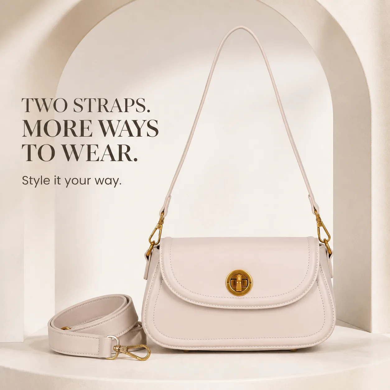 Marion Baguette Bag - Beige view 7