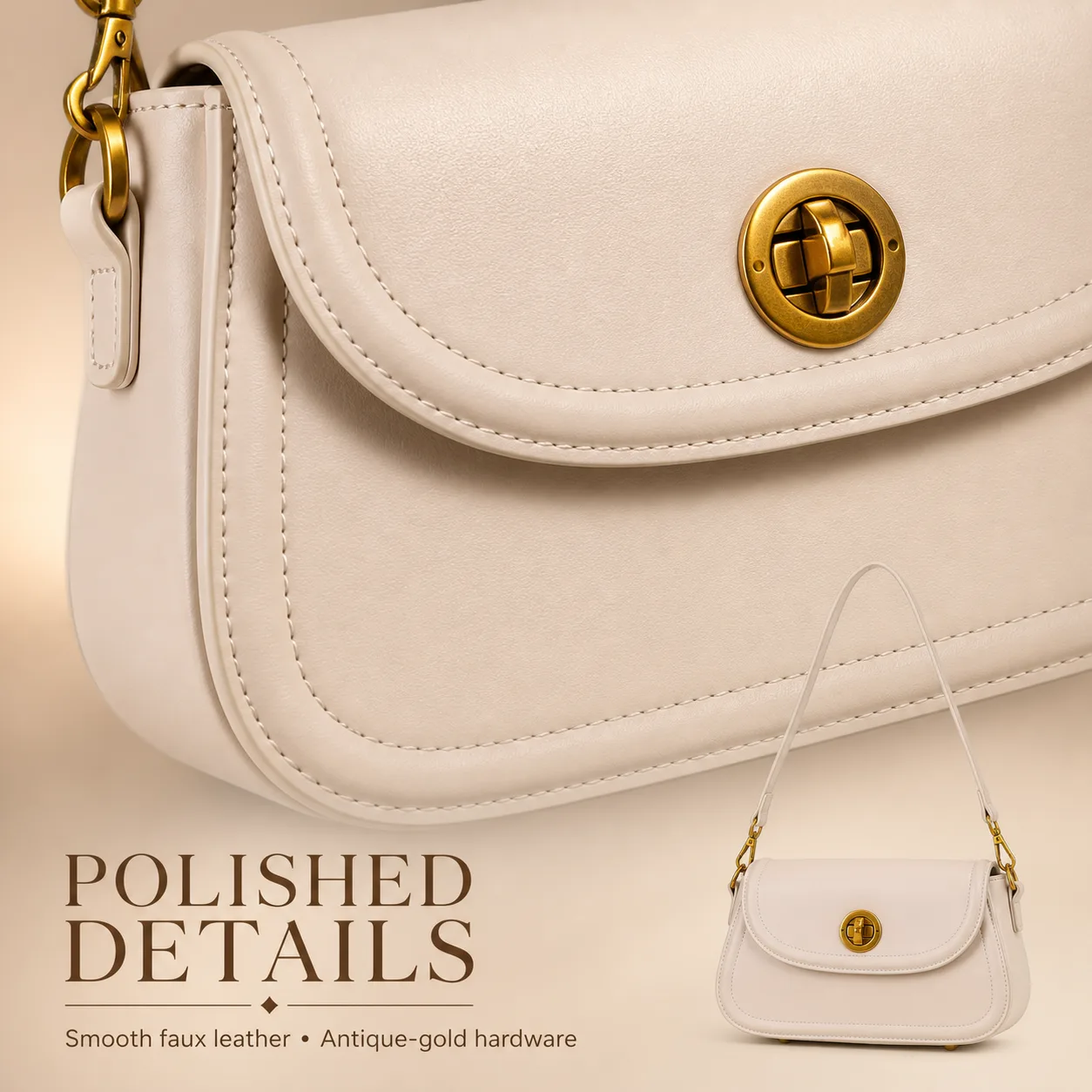 Marion Baguette Bag - Beige view 6