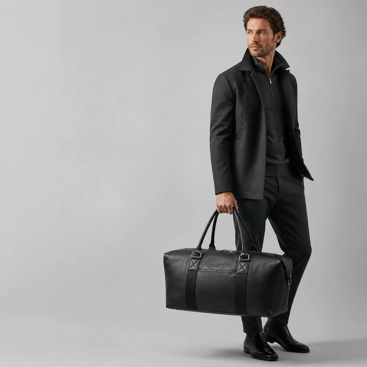 Taylor Leather Duffel Bag - Black