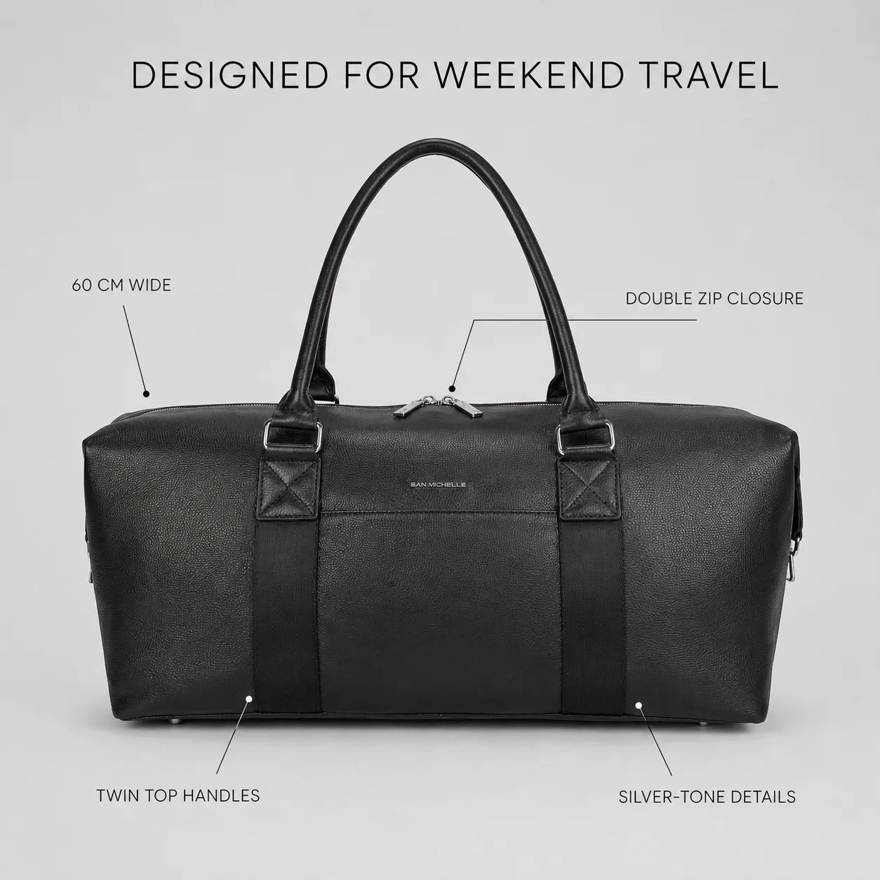 Taylor Leather Duffel Bag - Black view 3