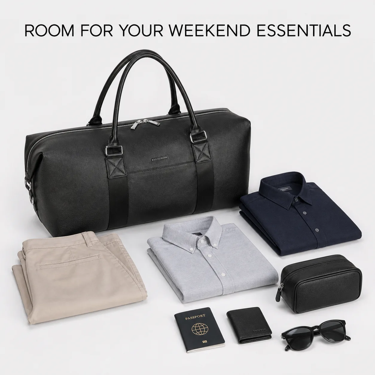 Taylor Leather Duffel Bag - Black view 4