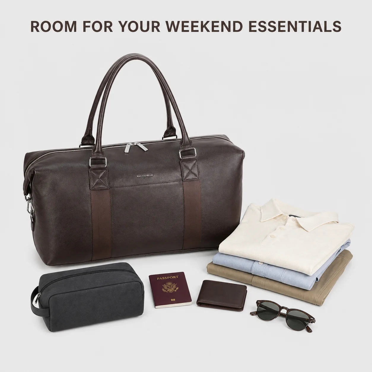 Taylor Leather Duffel Bag - Coffee view 3