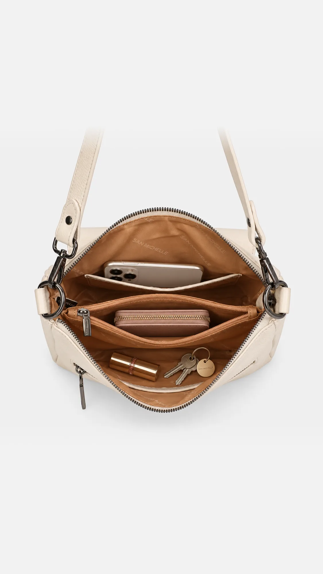 Beth Leather Shoulder Bag - Beige view 5