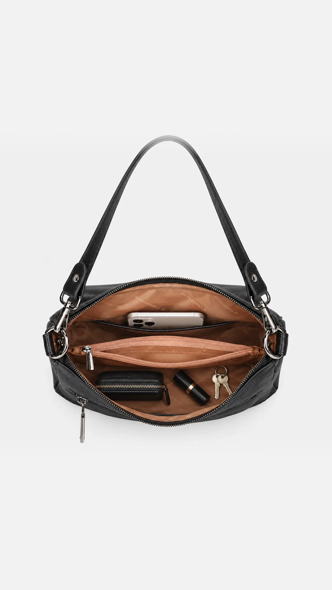 Beth Leather Shoulder Bag - Black view 5