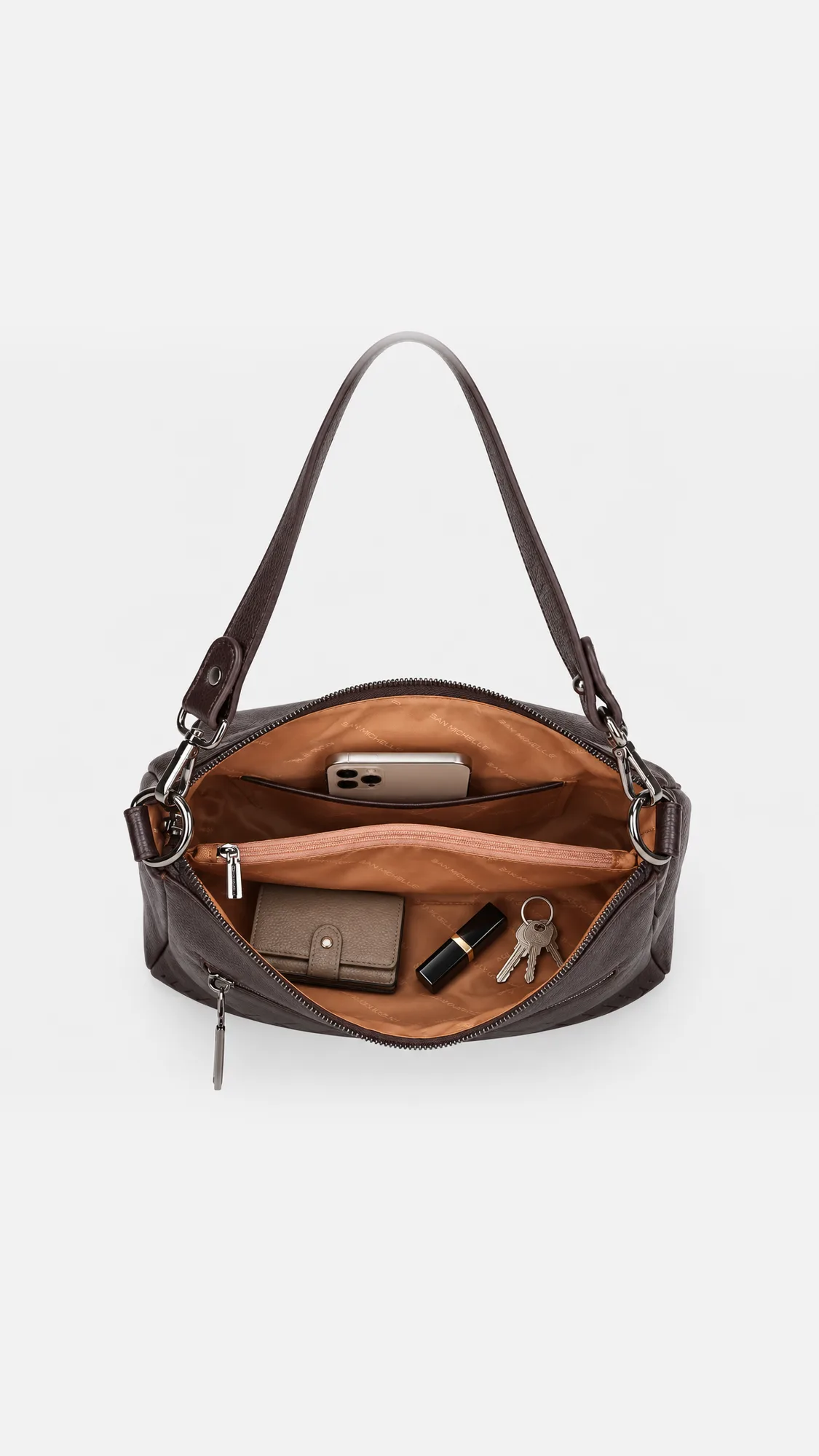 Beth Leather Shoulder Bag - Coffee view 5