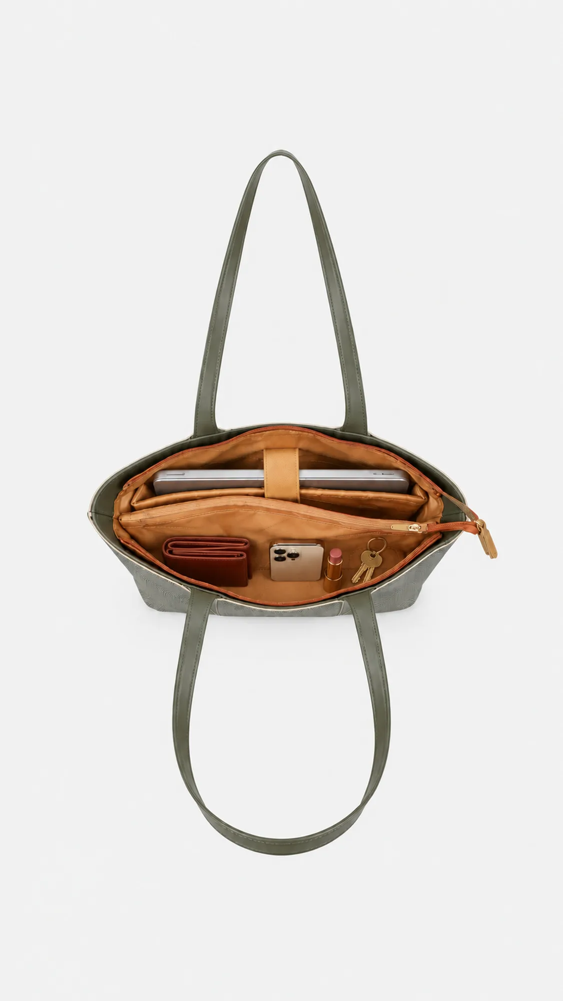 Capri Trapeze Tote Bag - Pale Olive view 5