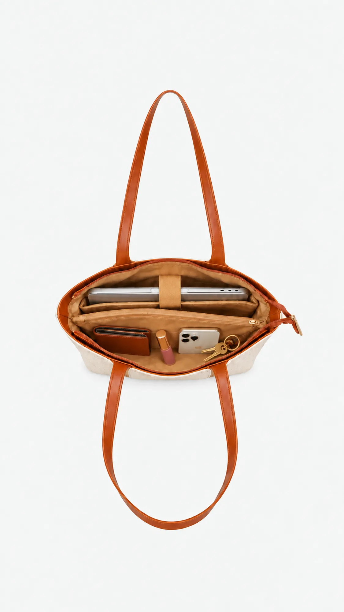 Capri Trapeze Tote Bag - Beige view 5