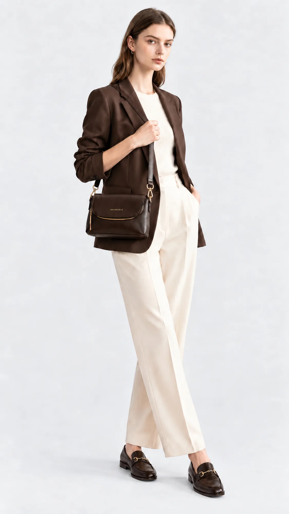 Carla Leather Crossbody Bag - Coffee view 5