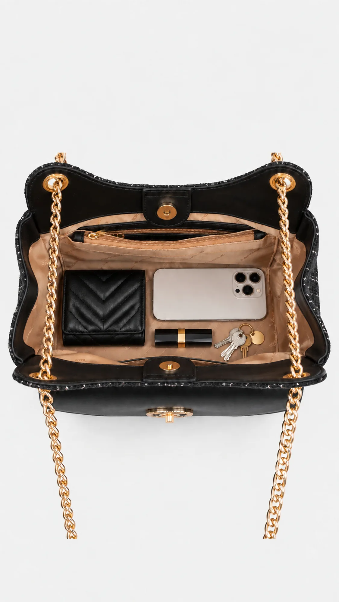 Claire Tweed Shoulder Bag - Black view 5
