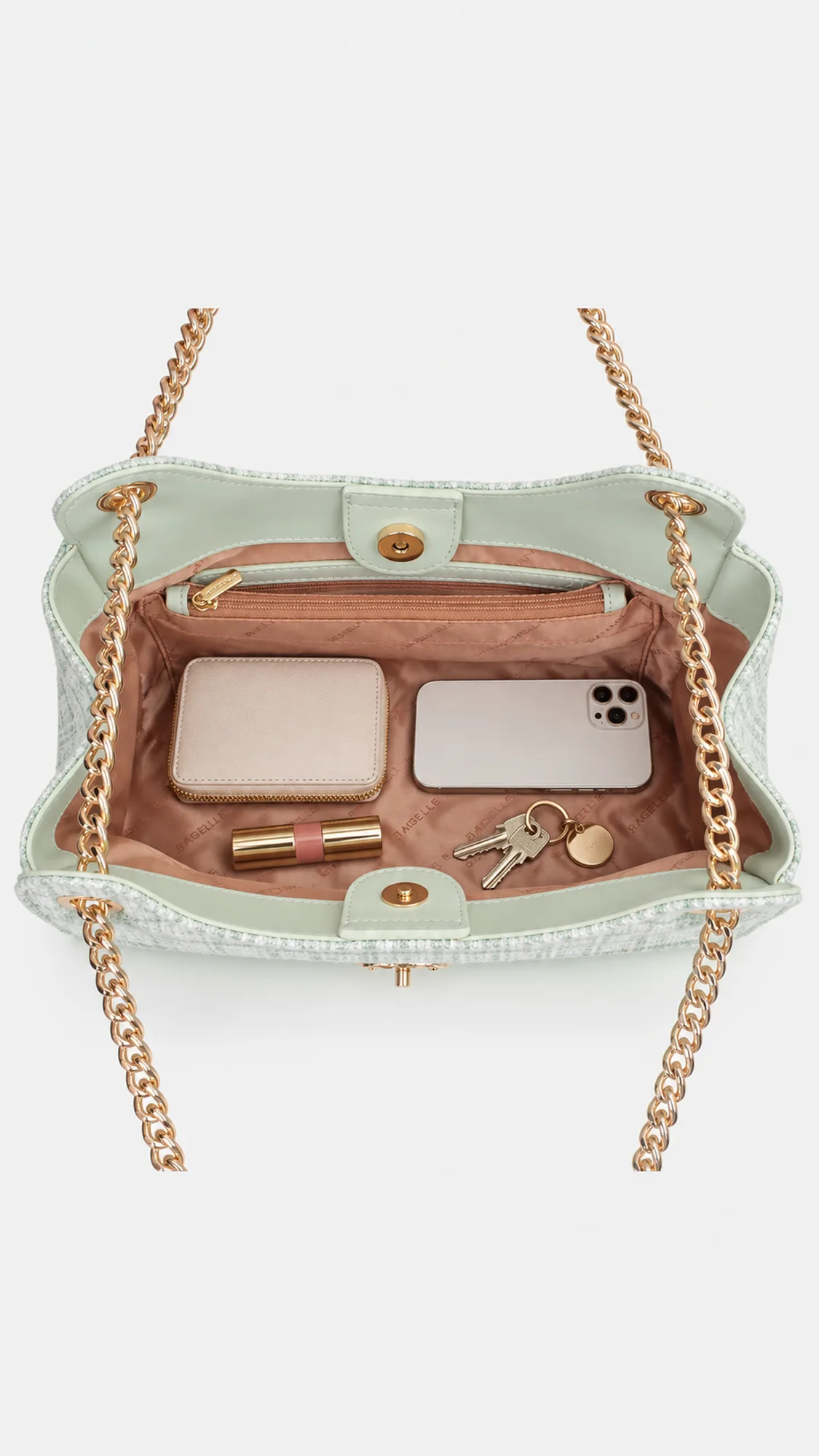 Claire Tweed Shoulder Bag - Green view 5