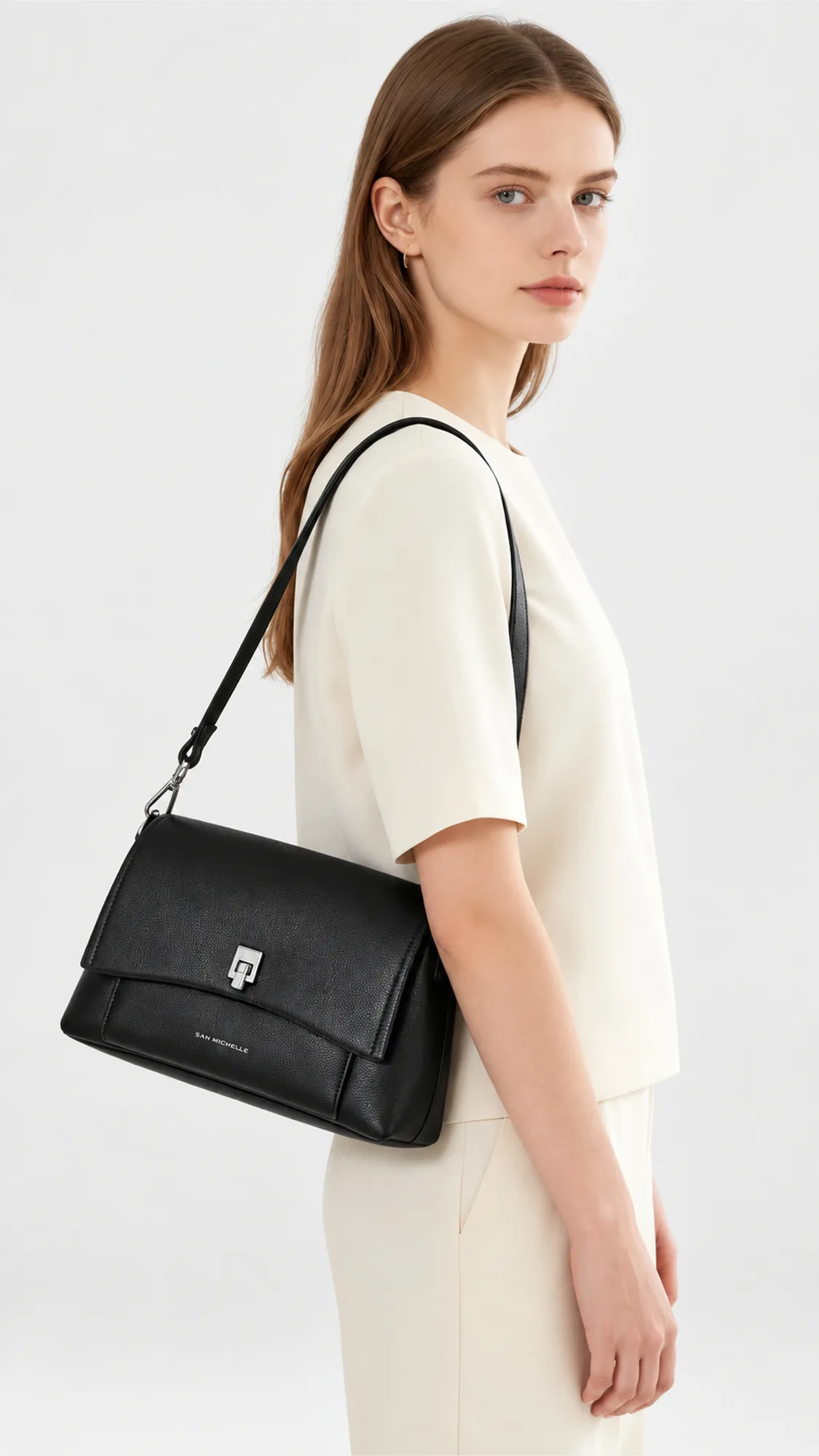 Clara Leather Crossbody Bag - Black view 4