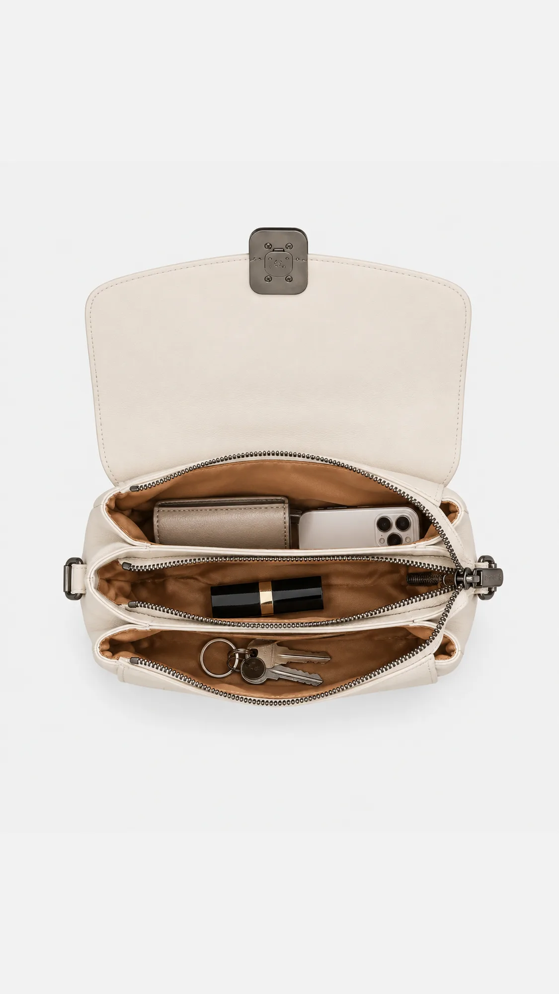 Coco Leather Crossbody Bag - Beige view 4