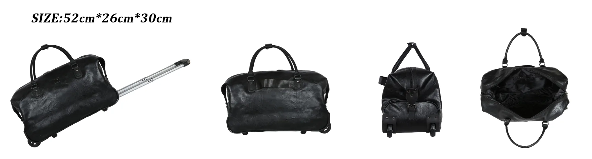 Jeff Duffel Bag with Wheels - Black view 5