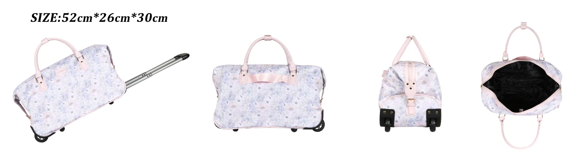 Flora Duffel Bag with Wheels - Pink view 5
