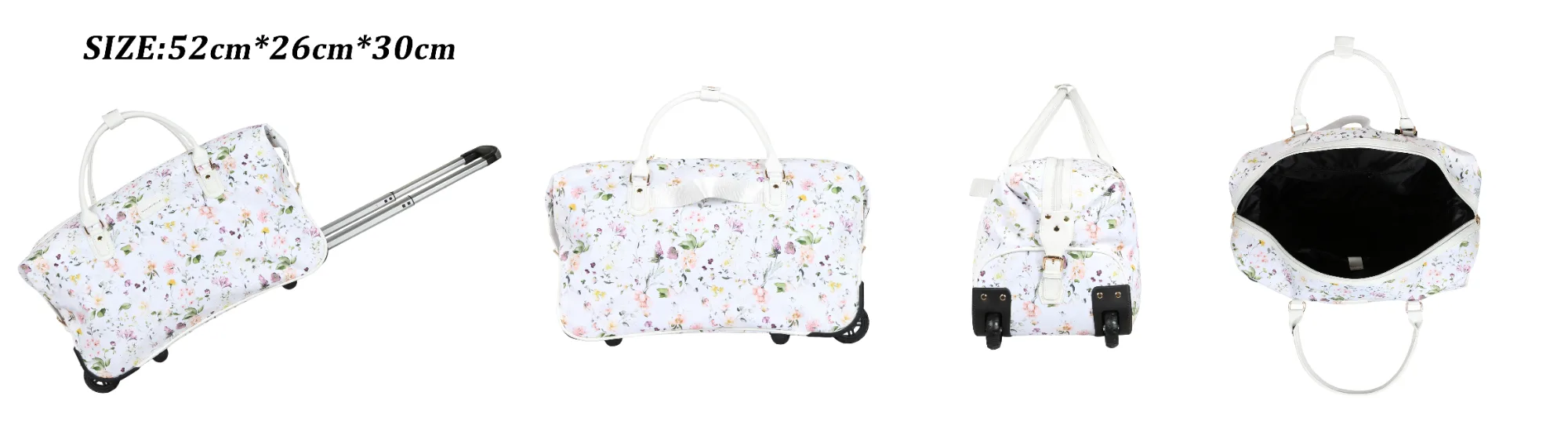 Bloom Duffel Bag with Wheels - White view 5