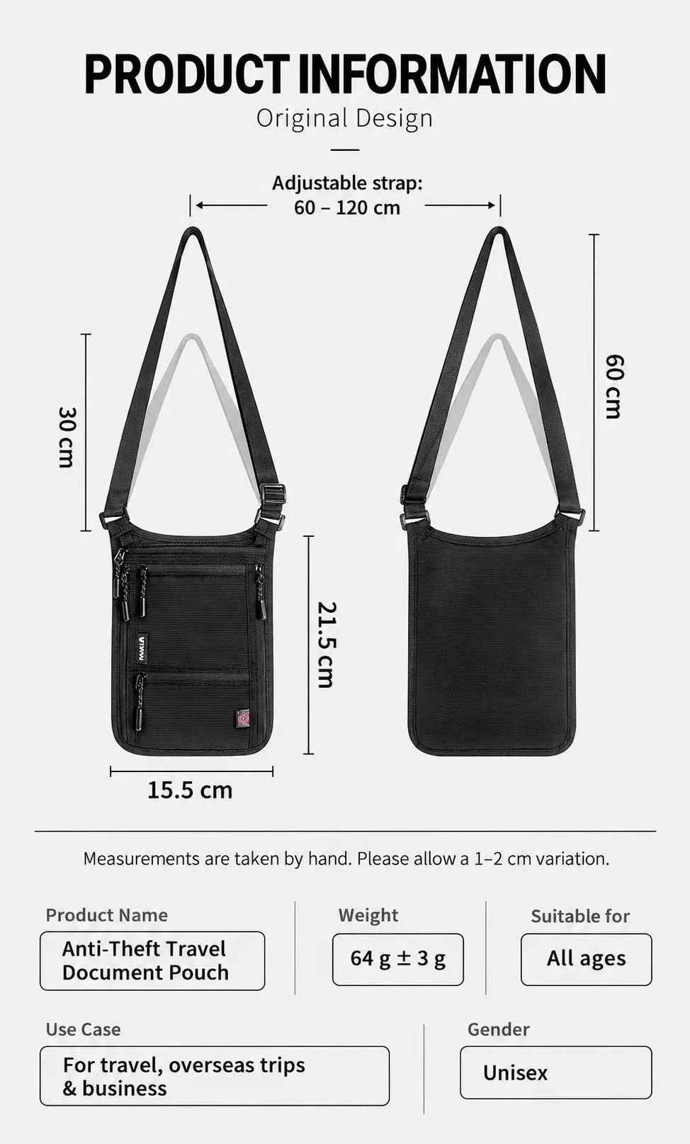 Jim RFID Slim Travel Bag view 3