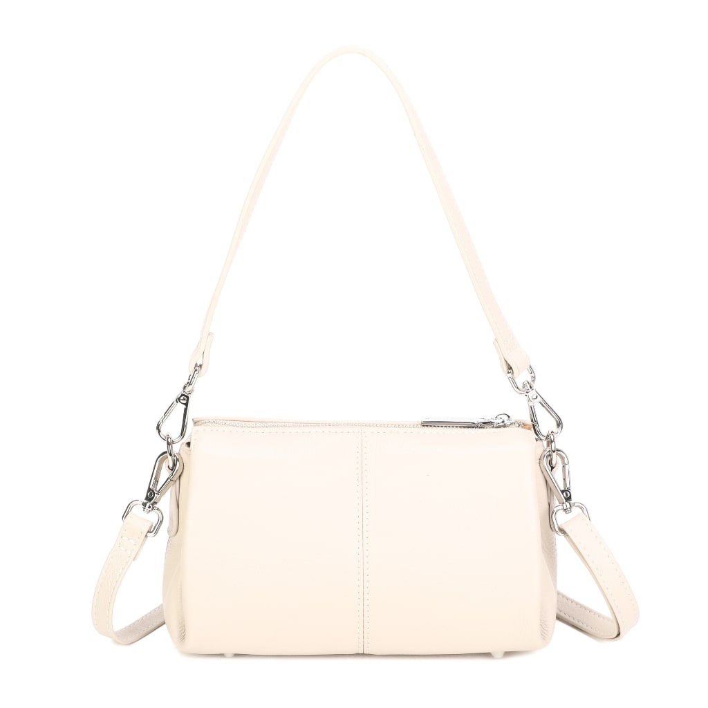Anna Leather Crossbody Bag - Beige view 3