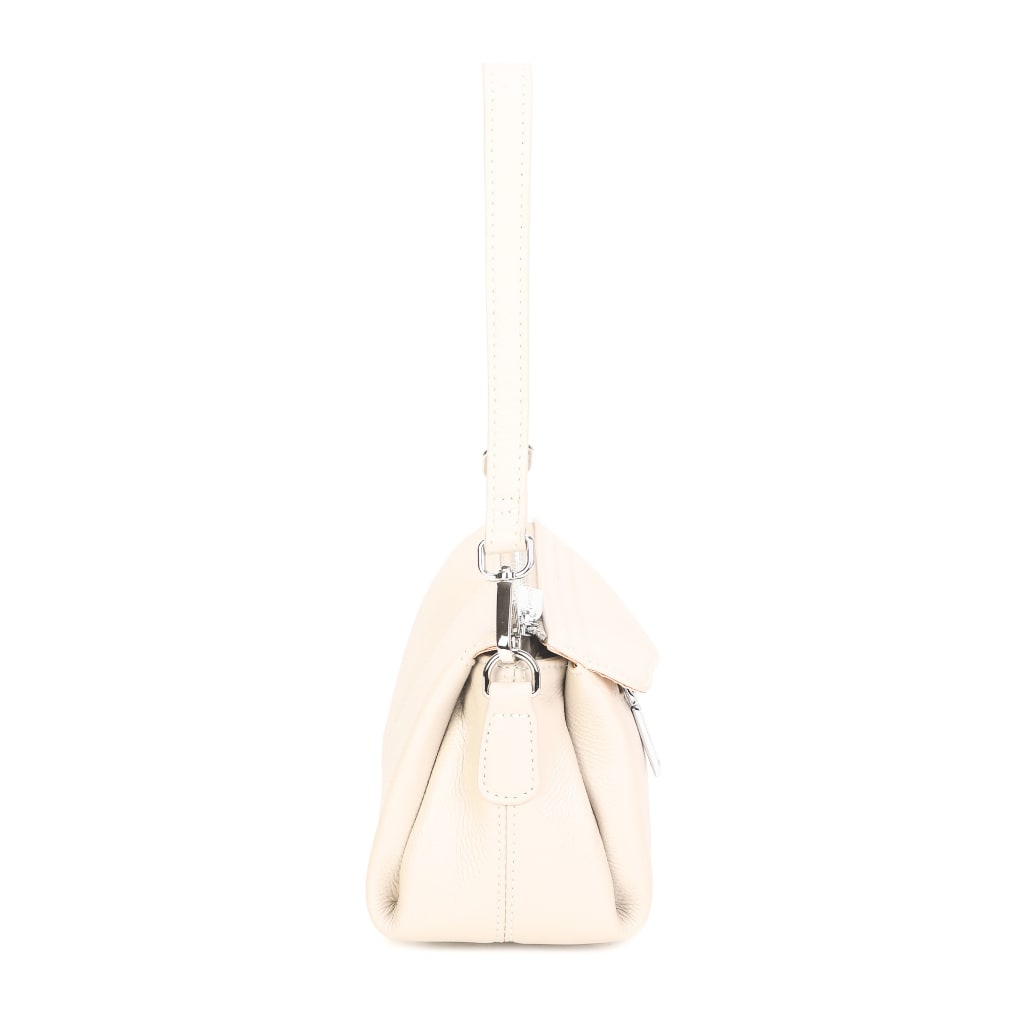 Anna Leather Crossbody Bag - Beige view 4