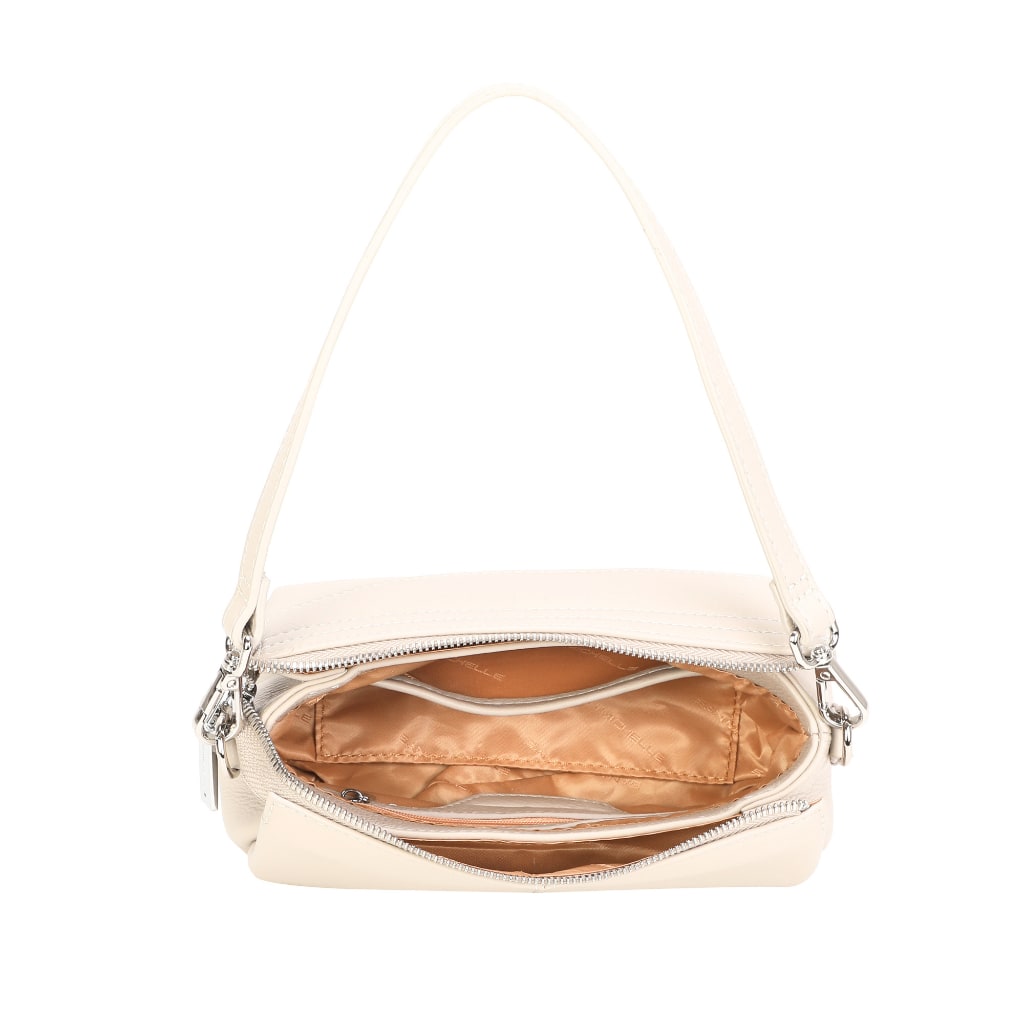Anna Leather Crossbody Bag - Beige view 5