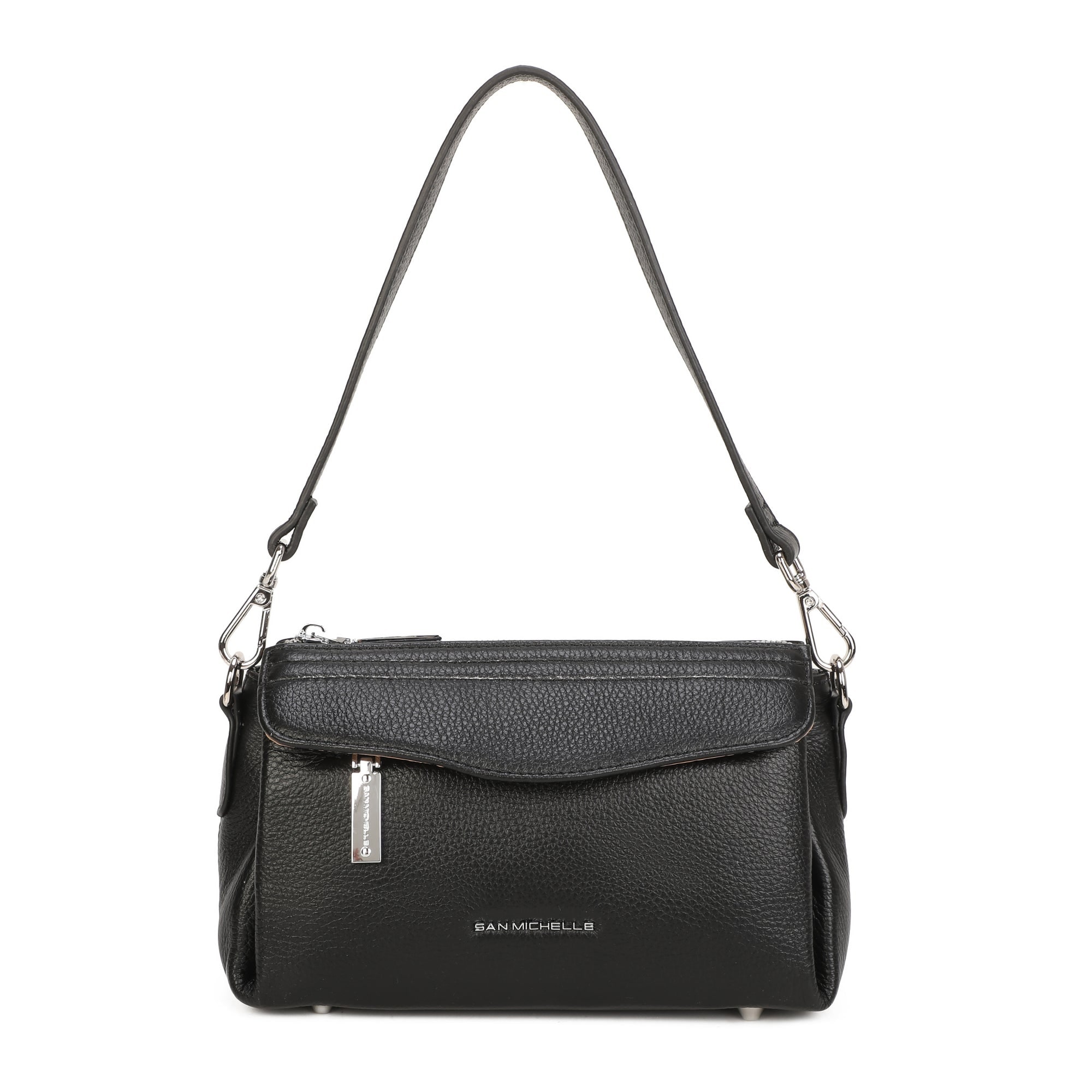 Anna Leather Crossbody Bag - Black
