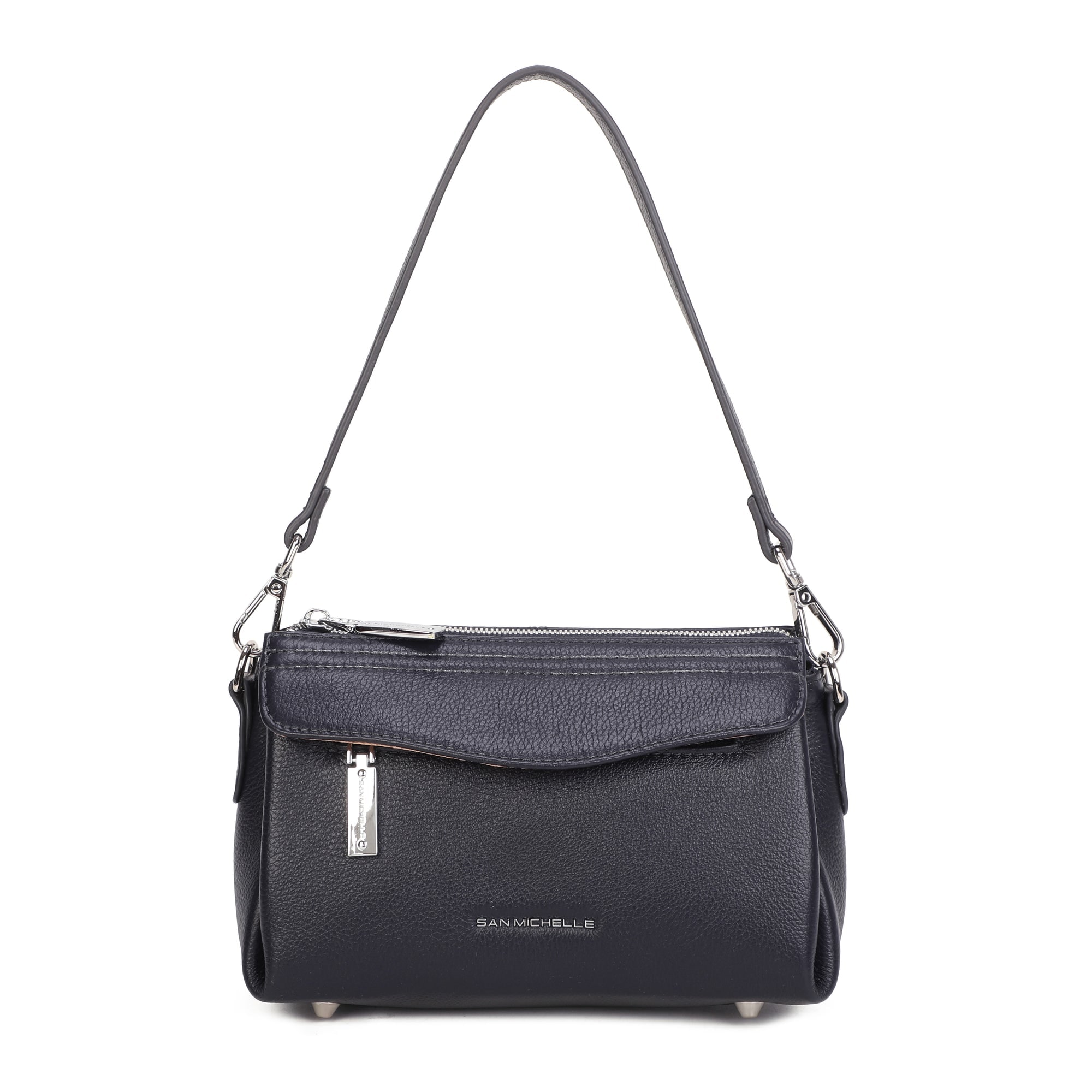 Anna Leather Crossbody Bag - Navy