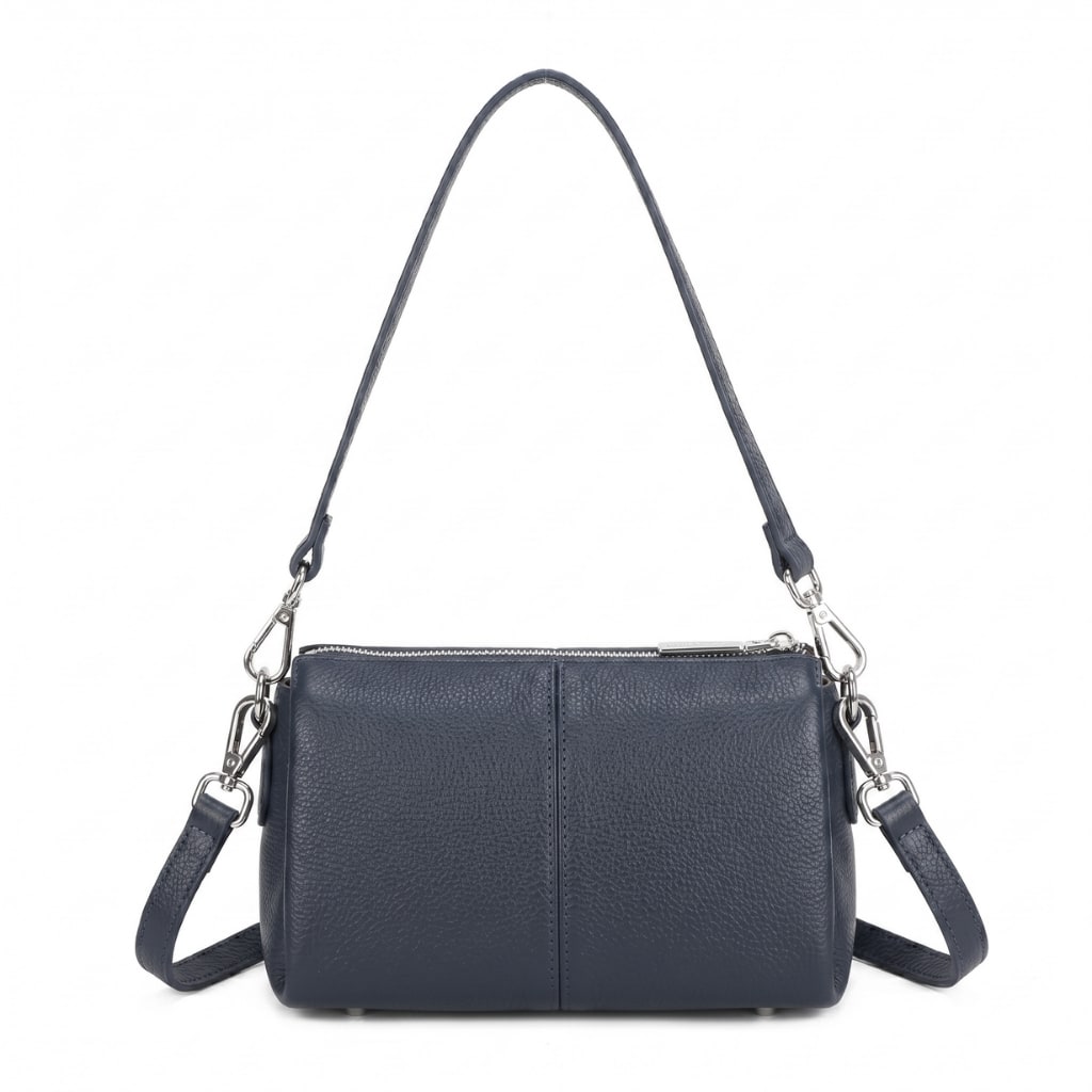 Anna Leather Crossbody Bag - Navy view 3
