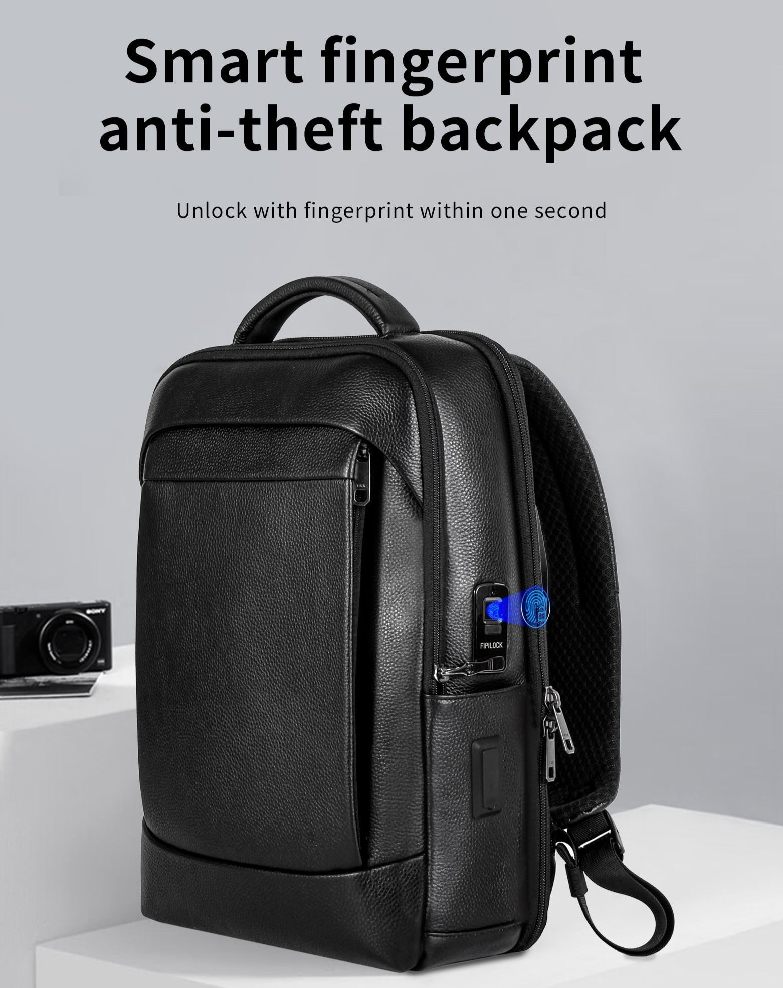Anthony Leather Backpack view 3
