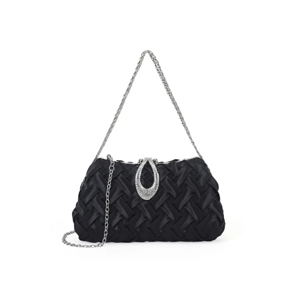 Ara Woven Clutch Bag - Black