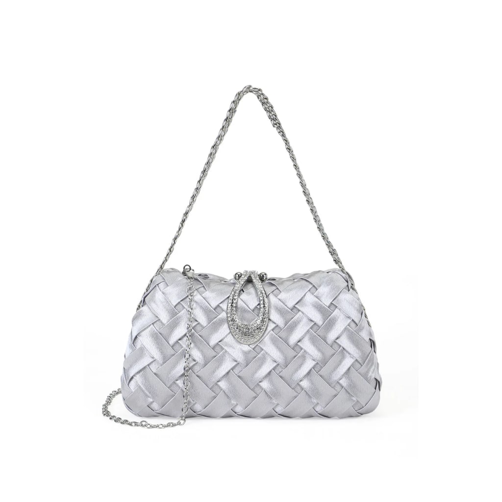 Ara Woven Clutch Bag - Silver