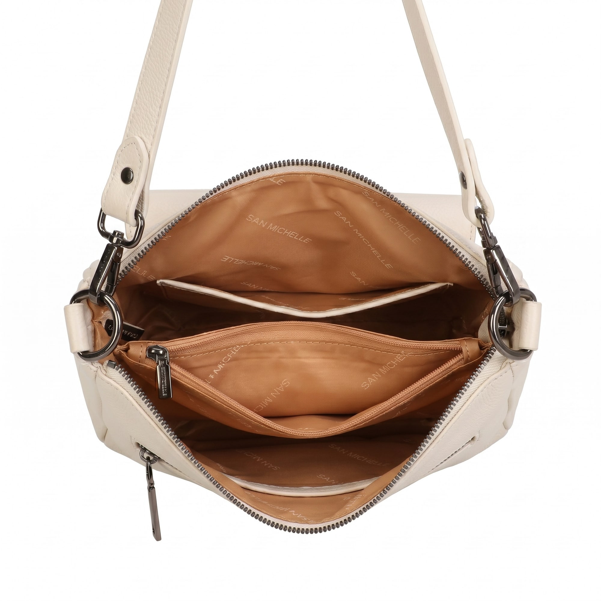 Beth Leather Shoulder Bag - Beige view 3