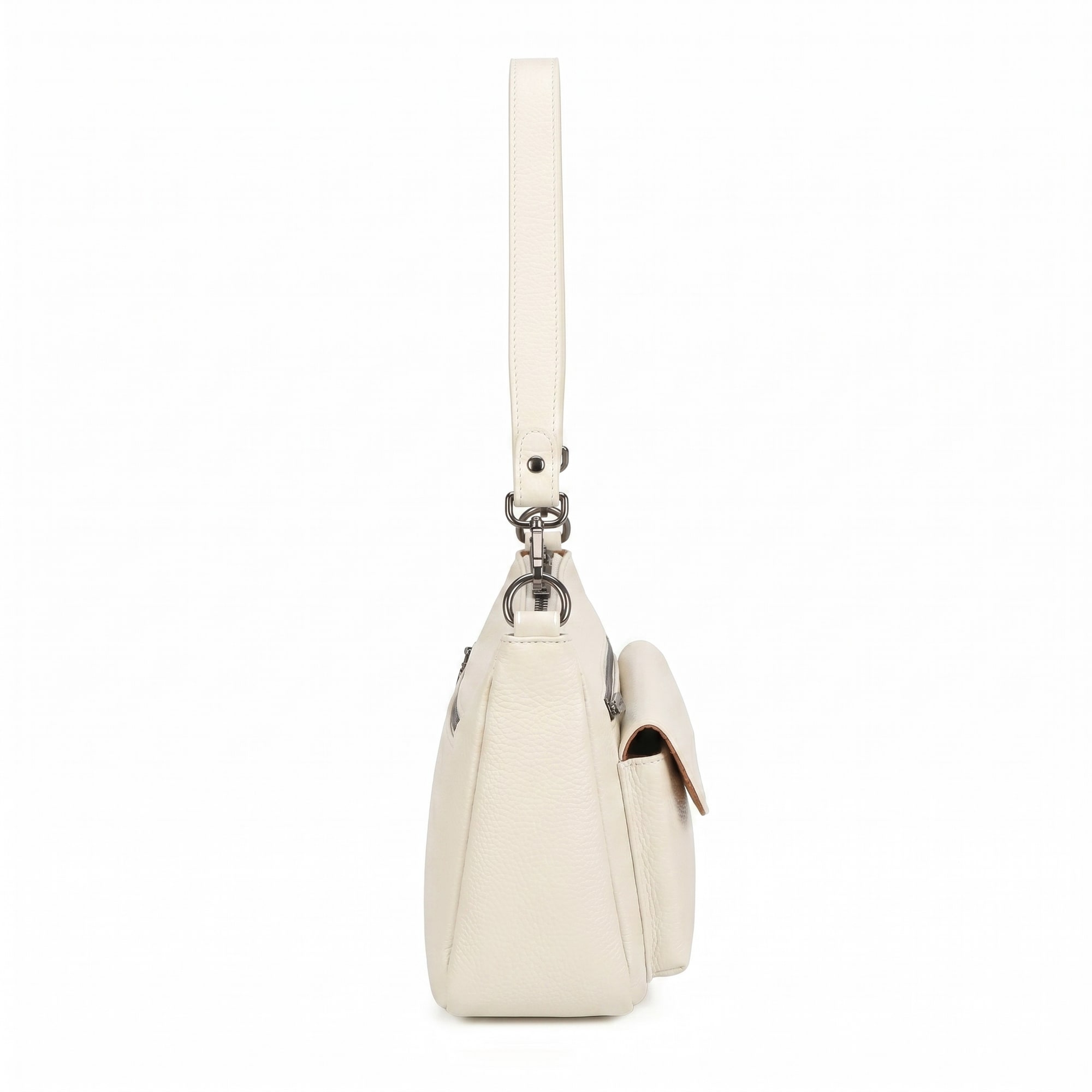 Beth Leather Shoulder Bag - Beige view 4