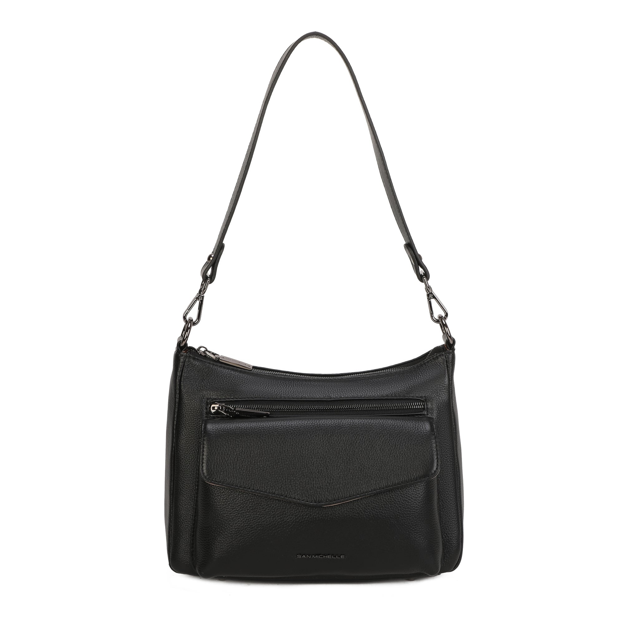 Beth Leather Shoulder Bag - Black