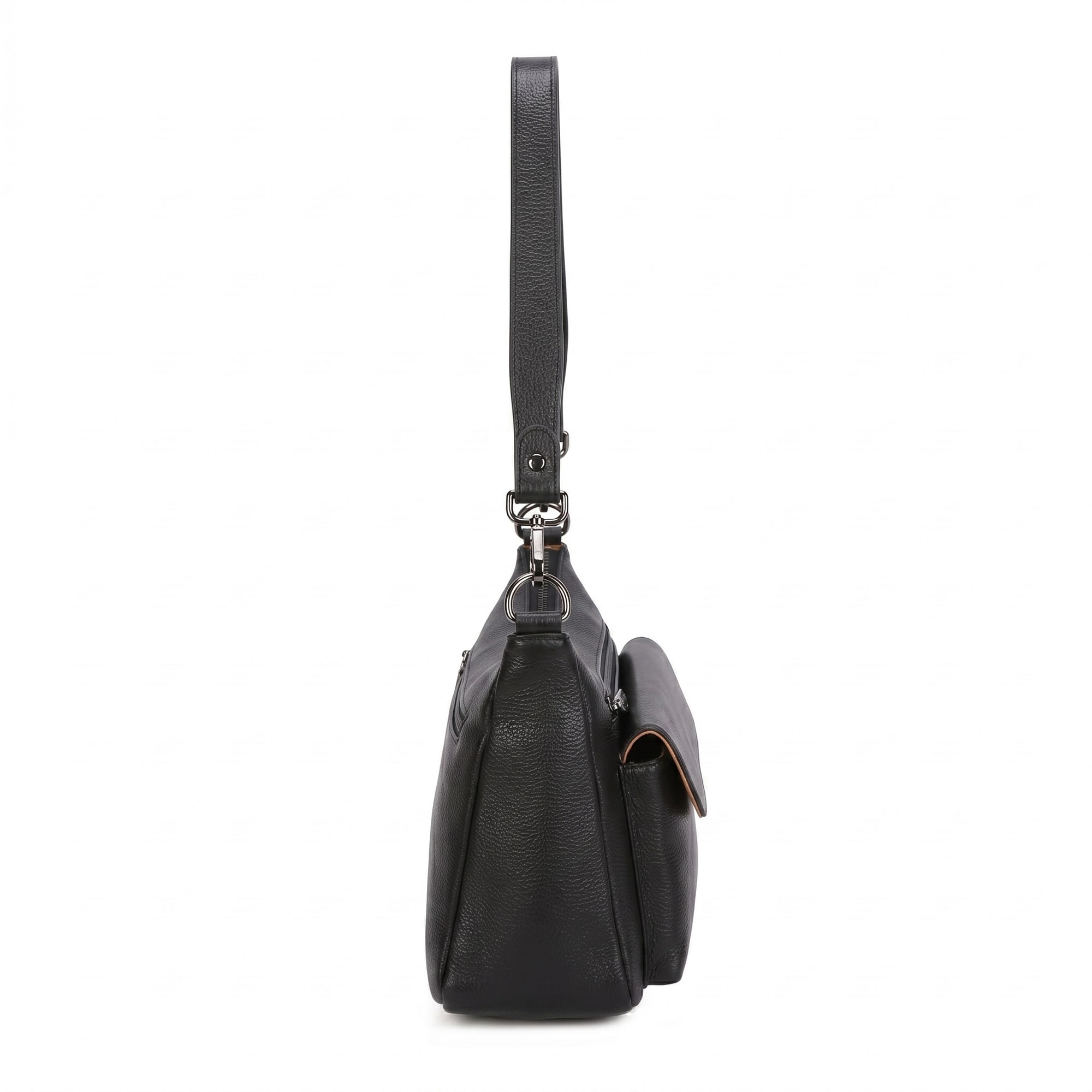 Beth Leather Shoulder Bag - Black view 3