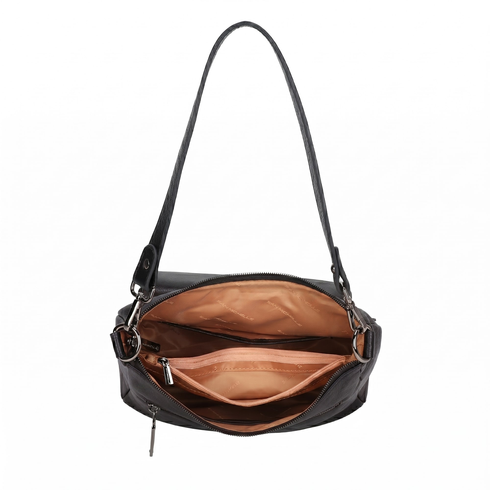 Beth Leather Shoulder Bag - Black view 4