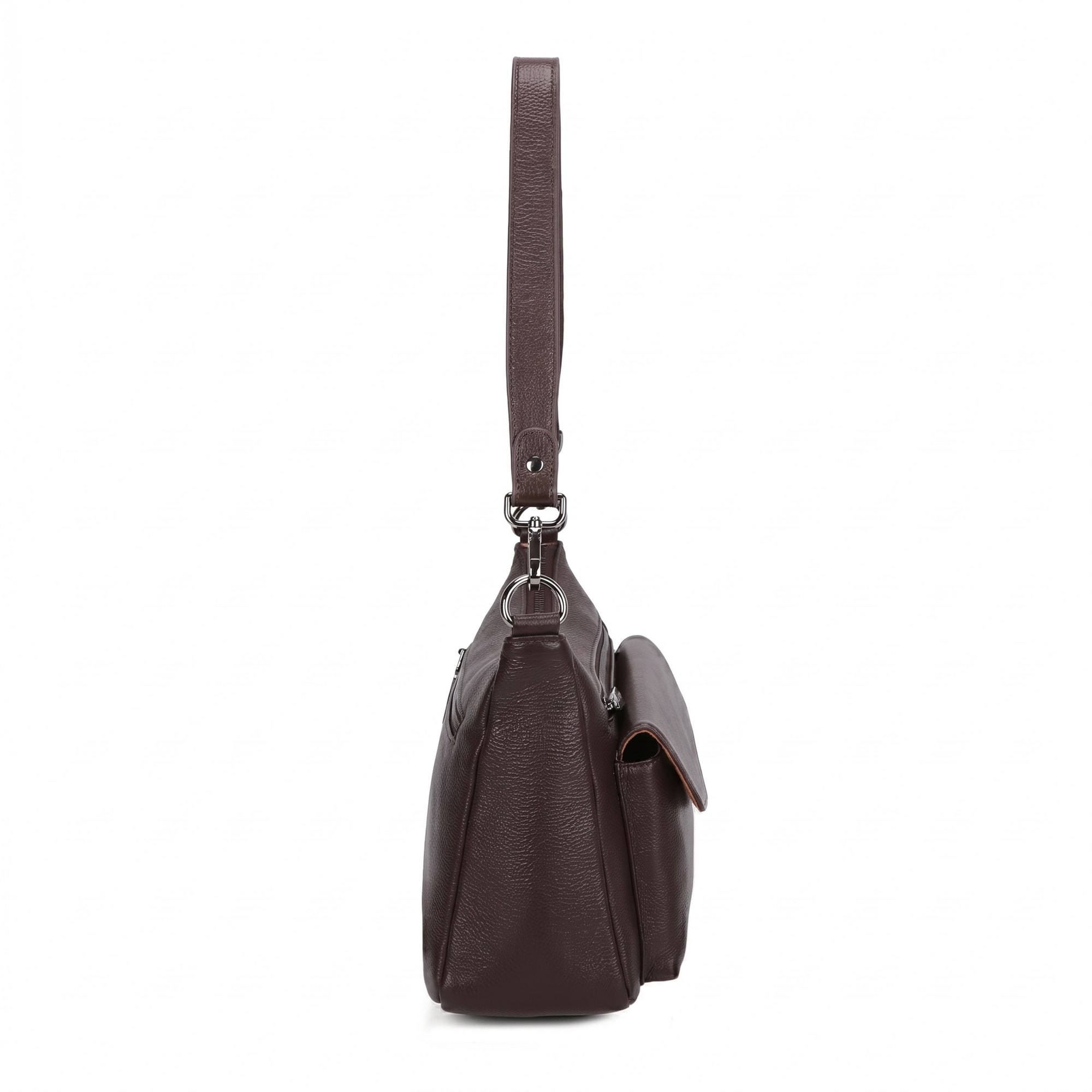 Beth Leather Shoulder Bag - Coffee view 4