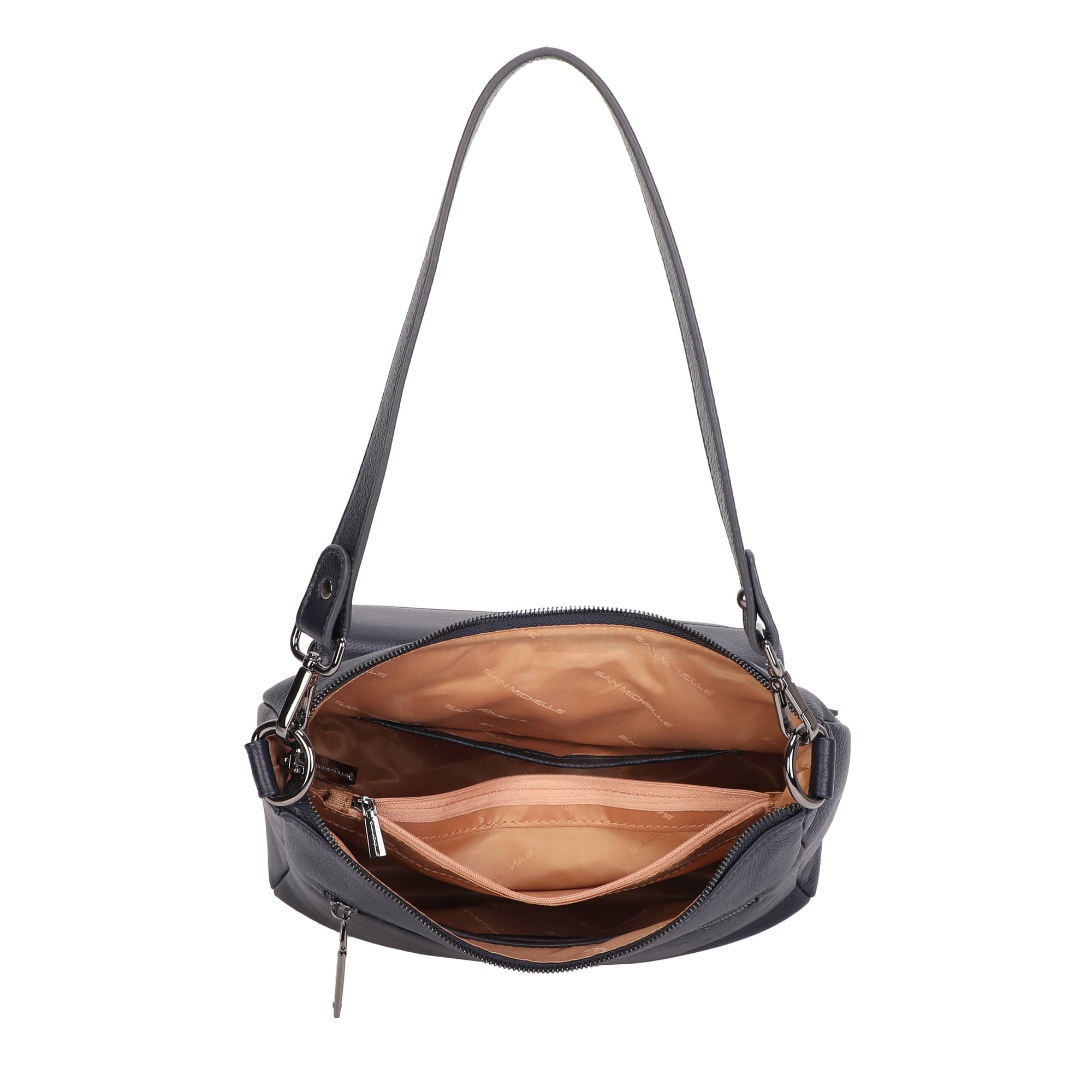 Beth Leather Shoulder Bag - Navy view 4