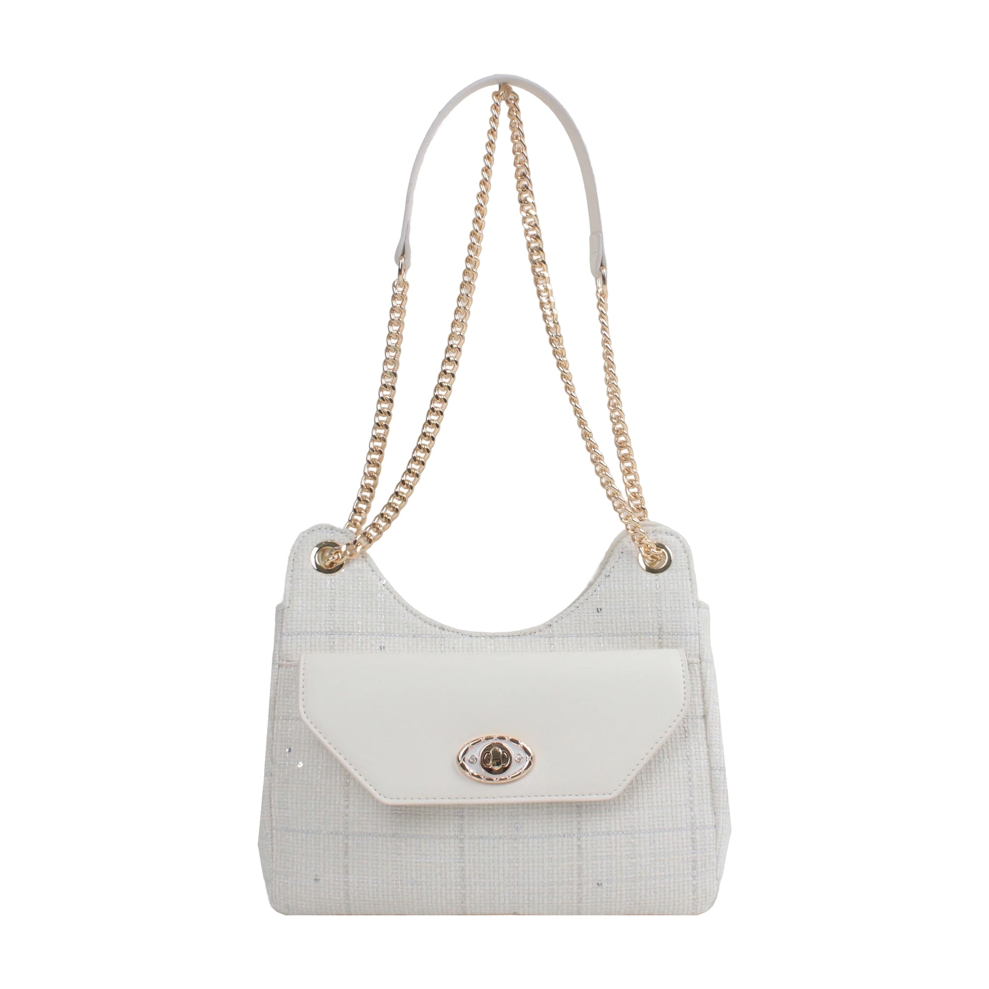 Claire Tweed Shoulder Bag - Beige