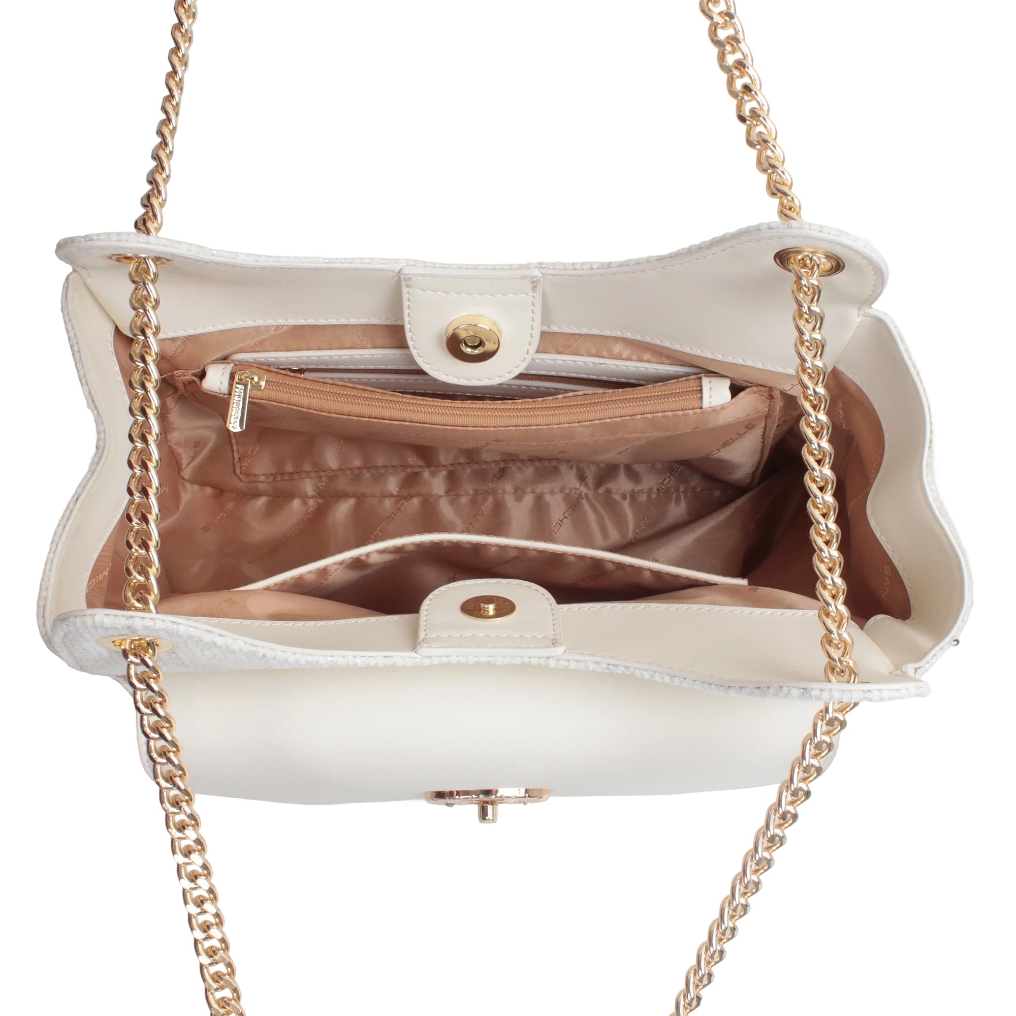 Claire Tweed Shoulder Bag - Beige view 5