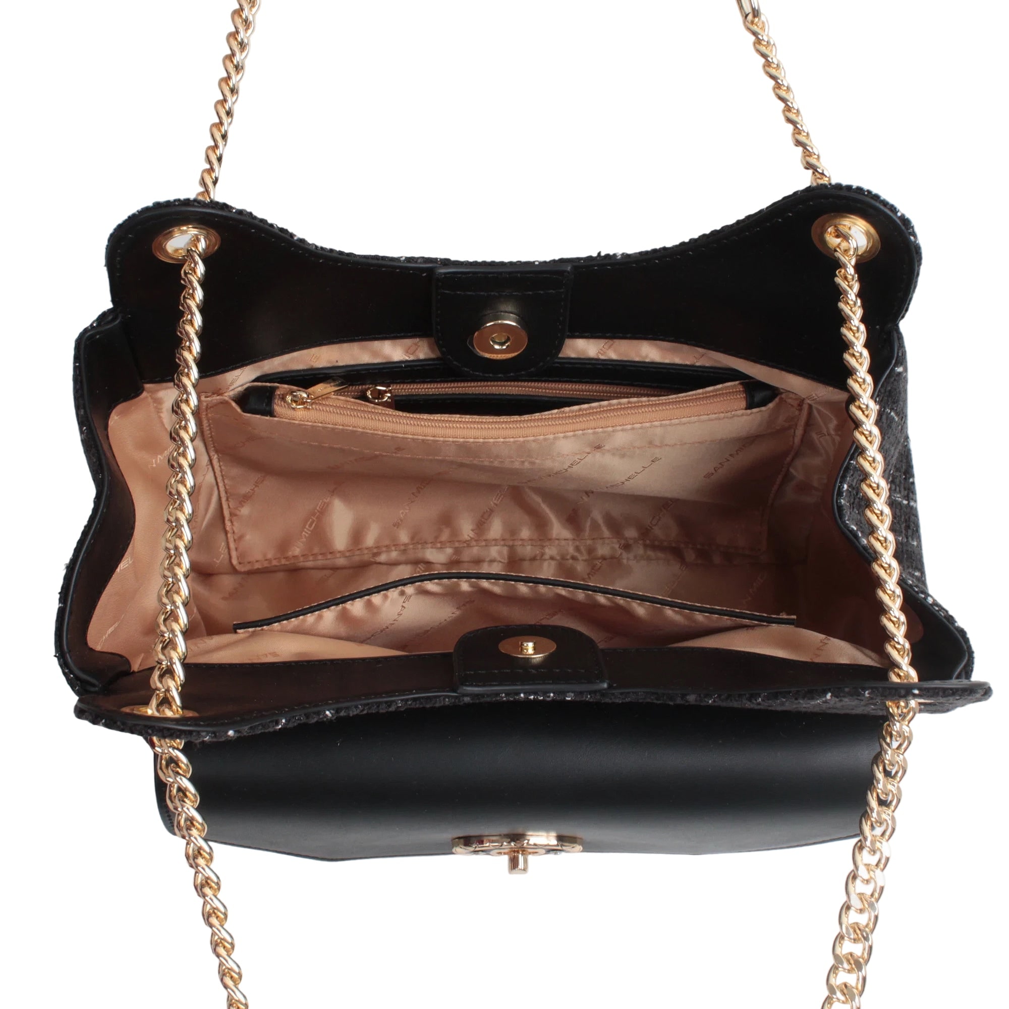 Claire Tweed Shoulder Bag - Black view 5