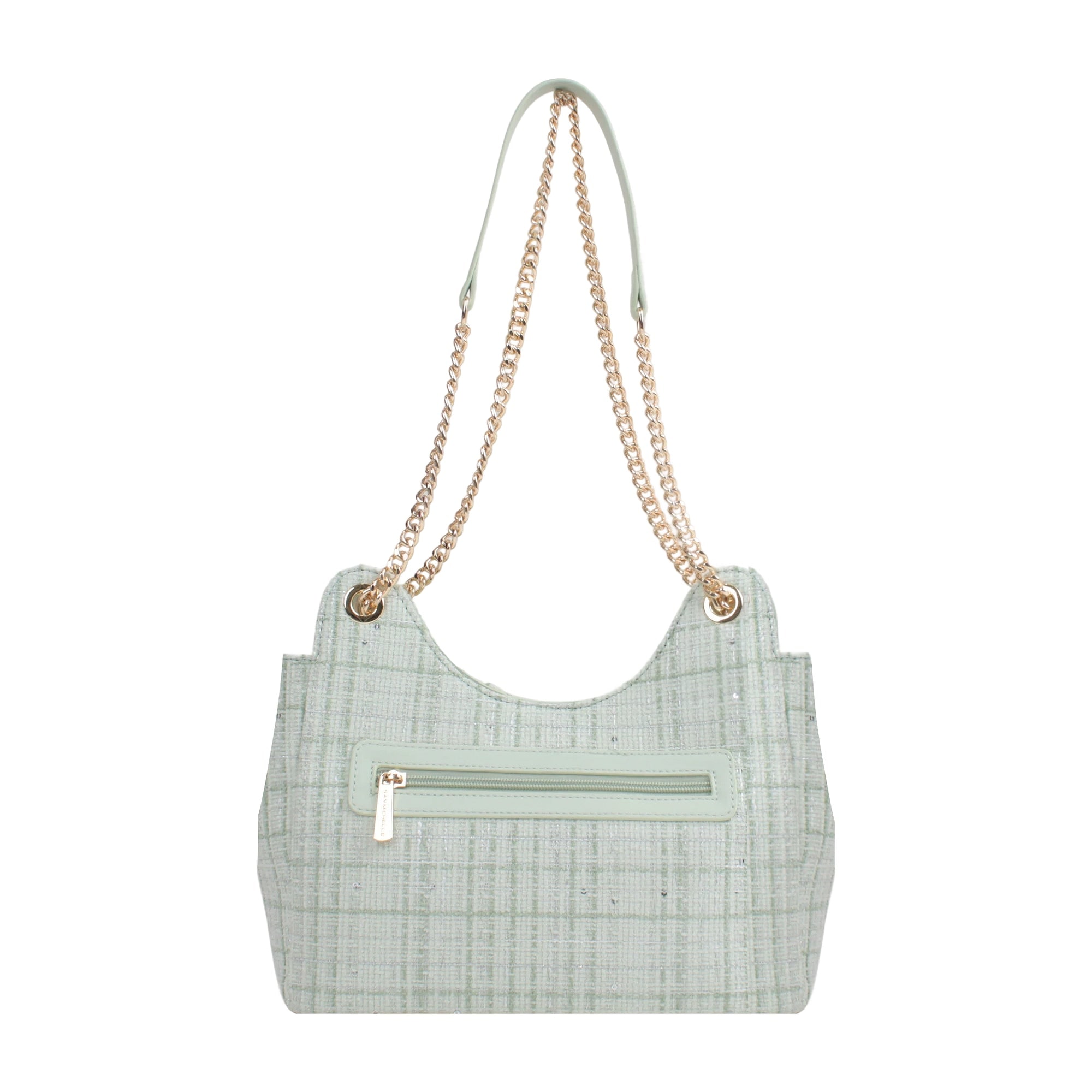 Claire Tweed Shoulder Bag - Green view 3