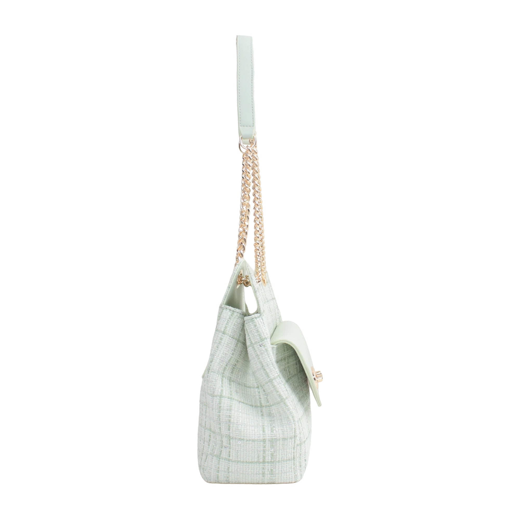 Claire Tweed Shoulder Bag - Green view 4