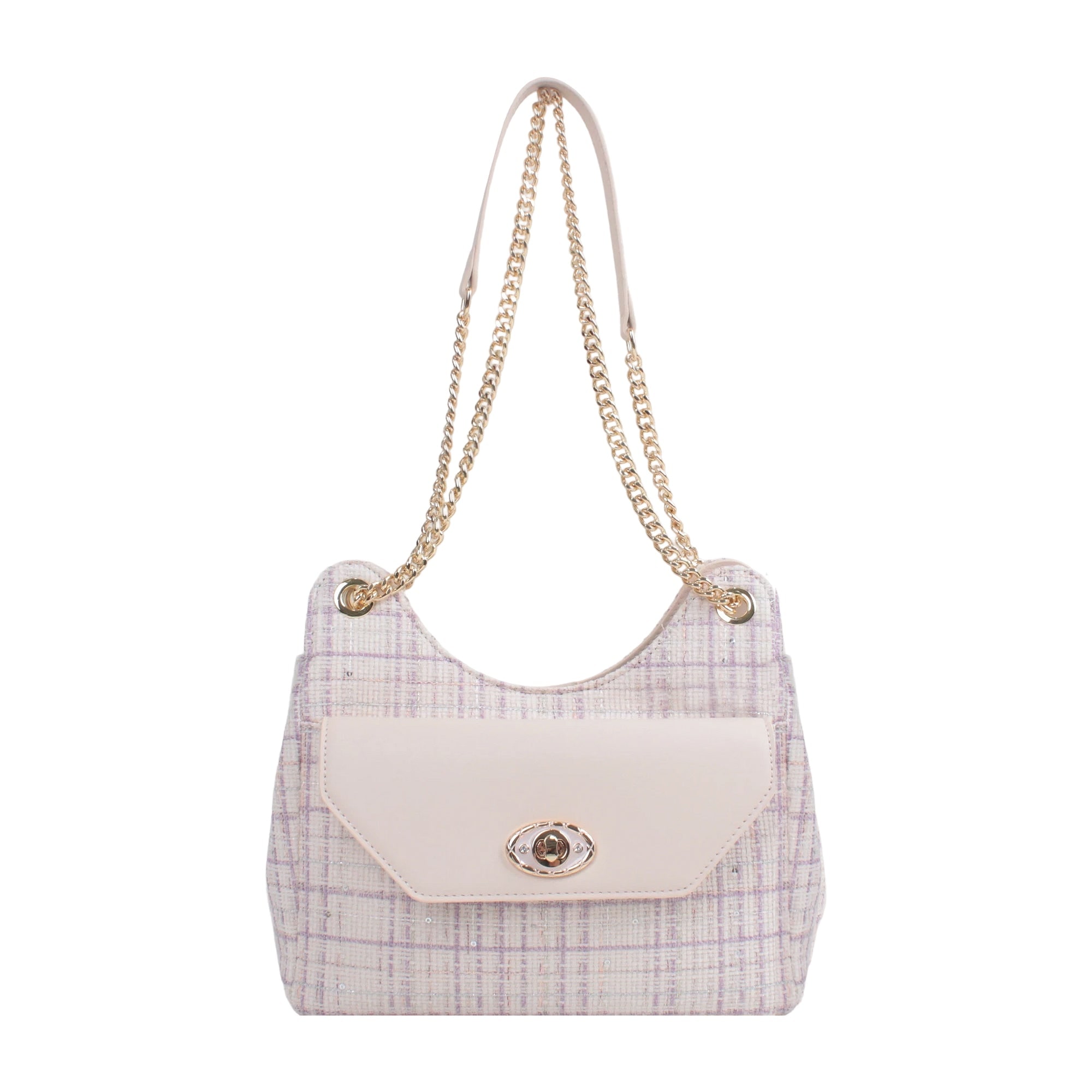 Claire Tweed Shoulder Bag - Pink